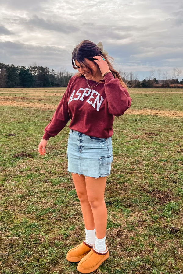 Daydreamer Graphic Sweatshirt Aspen Raglan Crew Burgundy Heather Blooming Daily