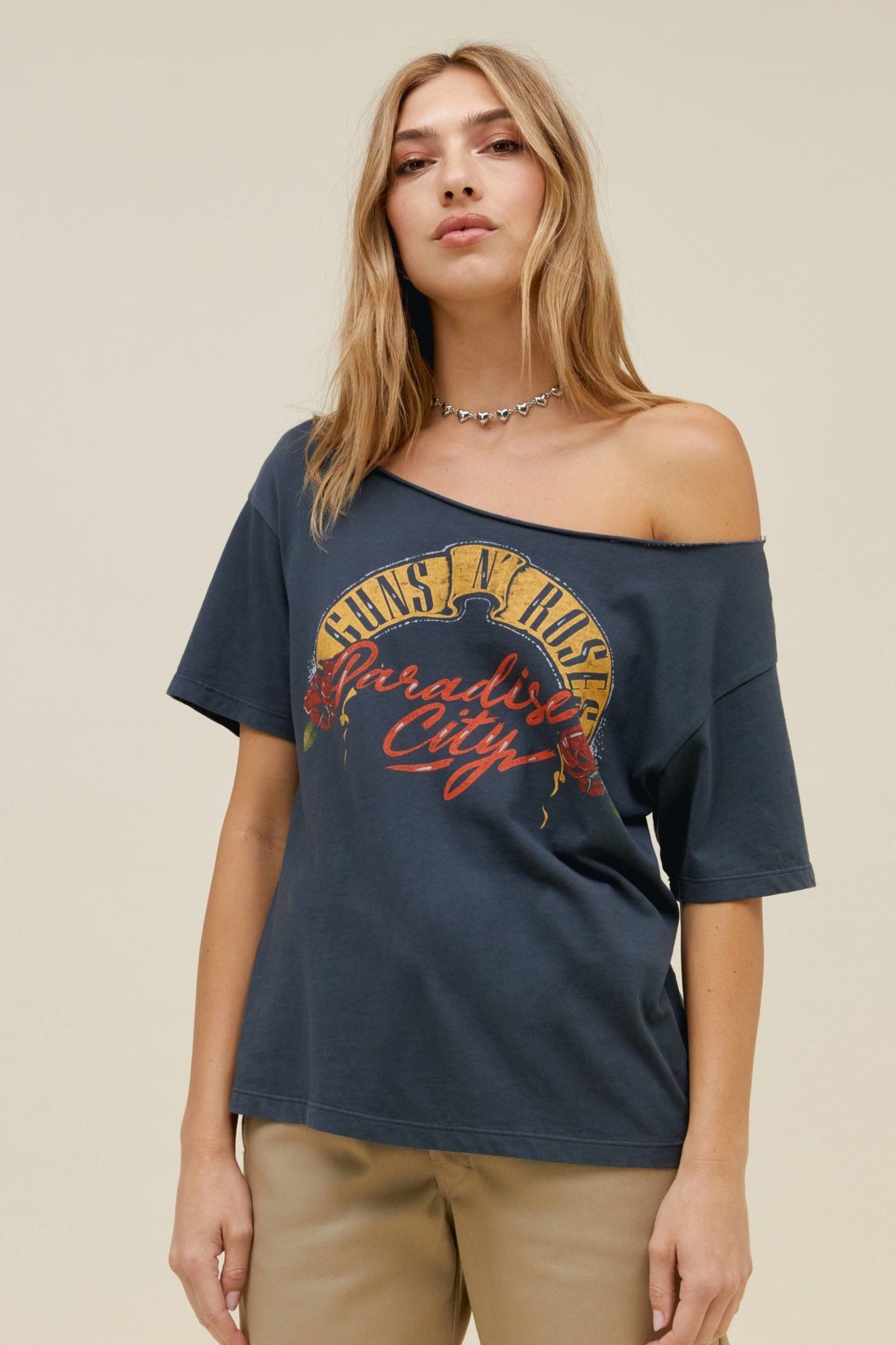 Daydreamer LA | Guns N&#39; Roses Paradise Off The Shoulder Tee - Women&#39;s Shirts &amp; Tops - Blooming Daily