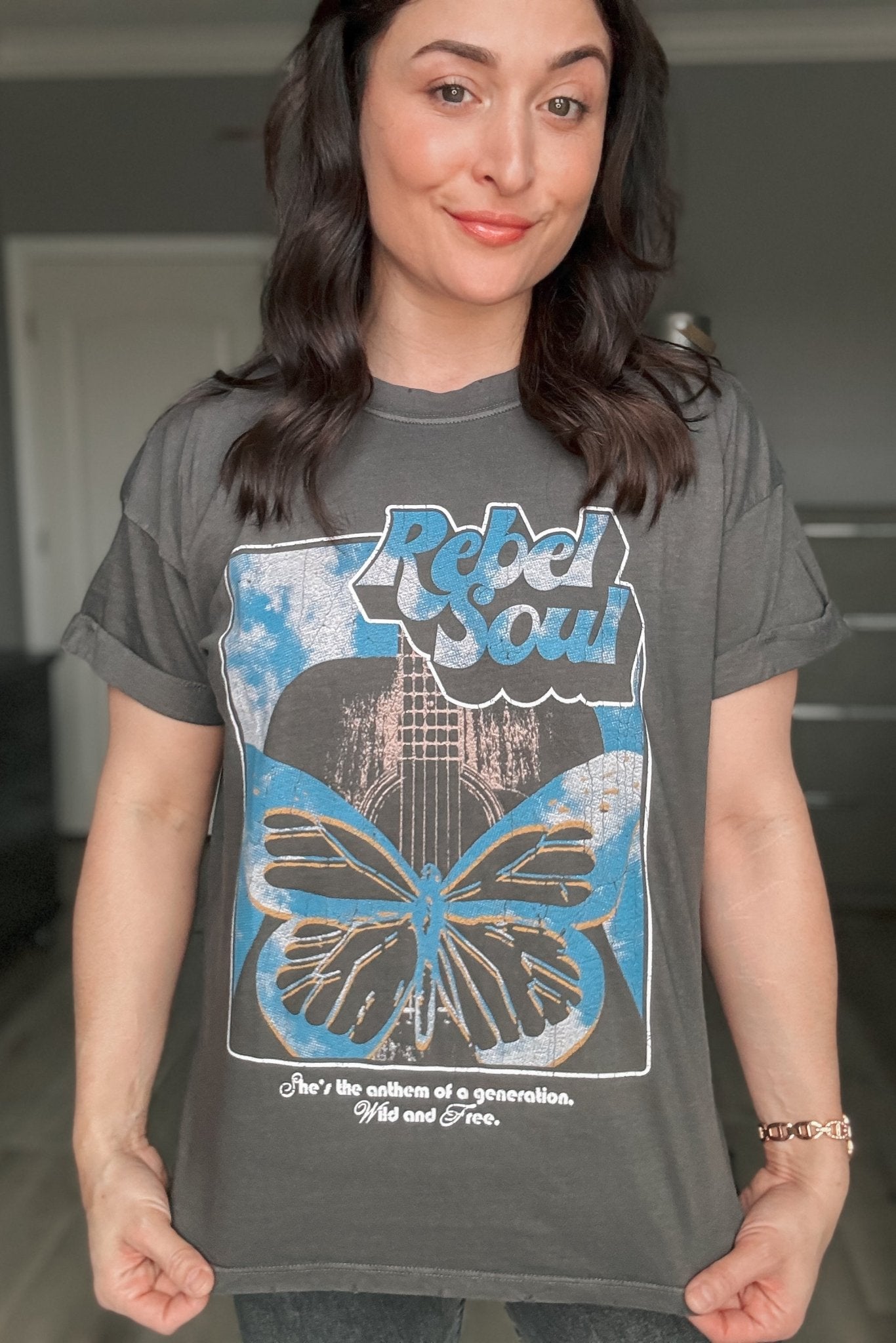 Girl Dangerous | Women's Graphic T-Shirt | Rebel Soul Butterfly - Women's Shirts & Tops - Blooming Daily