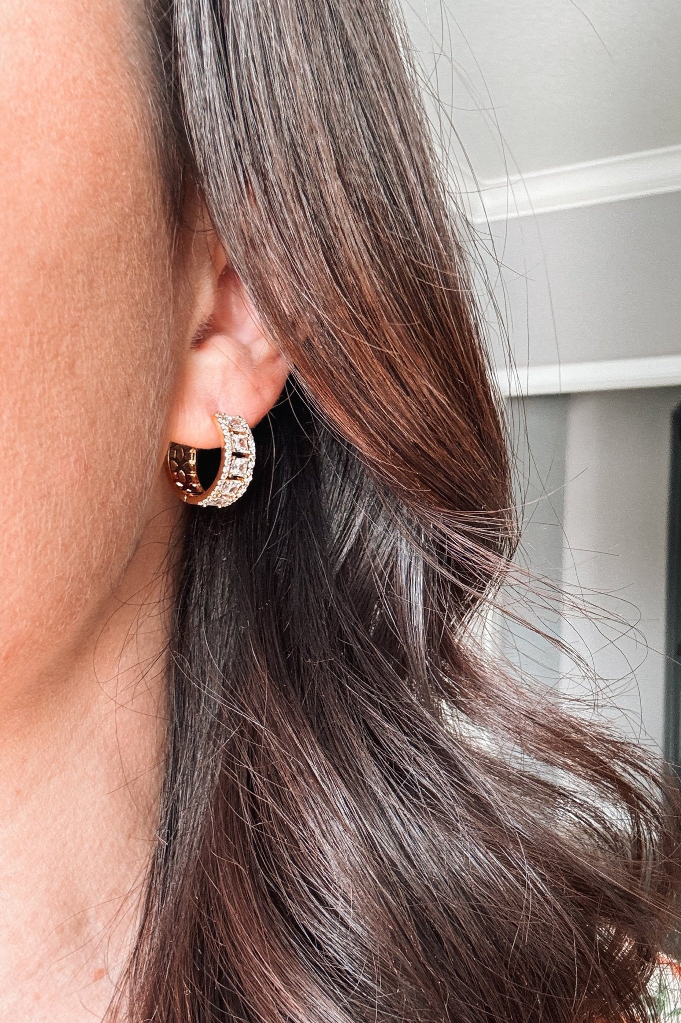 Huggie Mini Hoop Crystal Ladder Earrings | Women's Accessories | Jewelry - Women's Jewelry - Blooming Daily