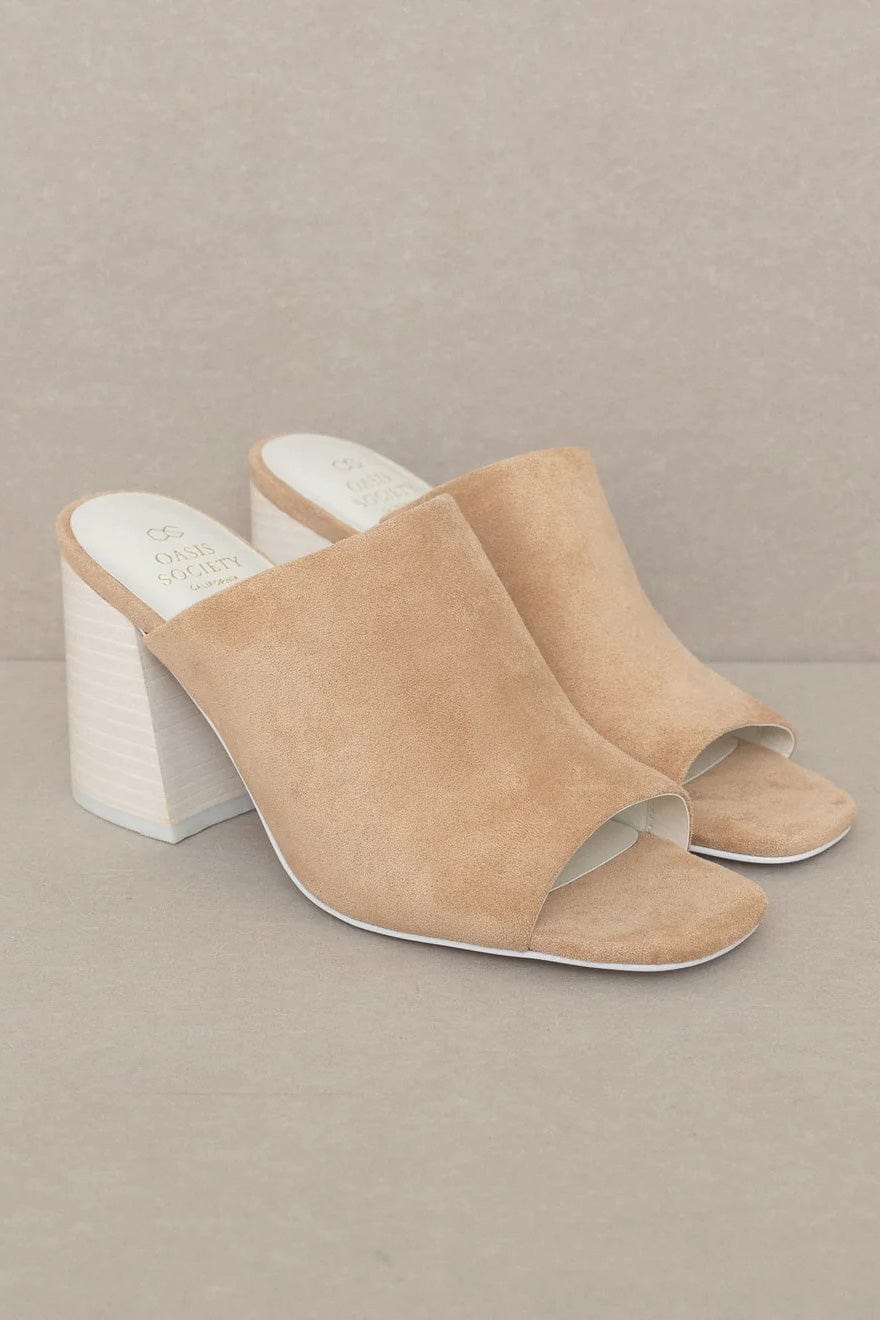 Kathleen Block Heel Slide in Almond - Shoes - Blooming Daily