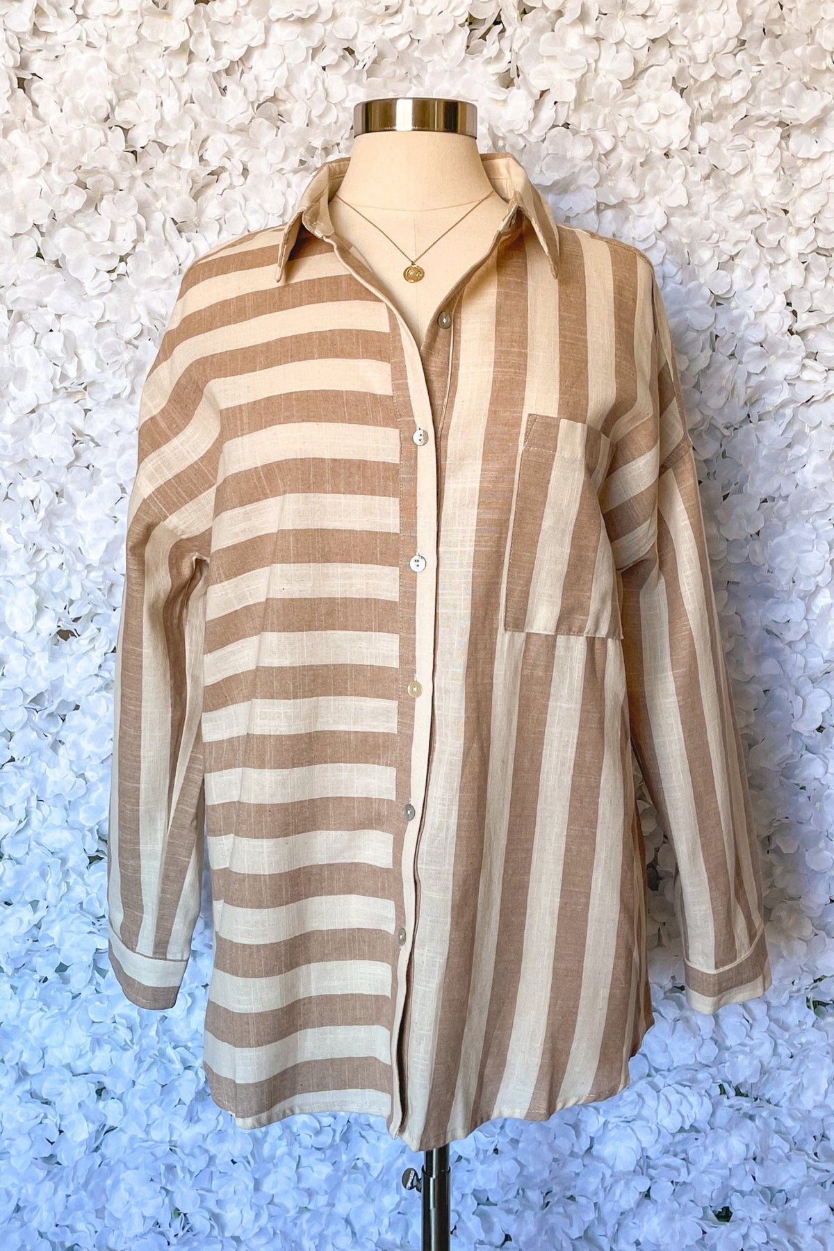 Nantucket Striped Button Down Top - Shirts &amp; Tops - Blooming Daily