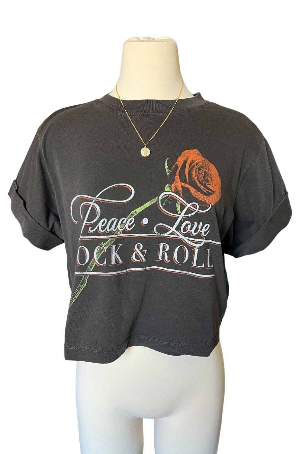 Peace Love Rock & Roll | Boxy Crop Tee | Girl Dangerous - Women's Shirts & Tops - Blooming Daily