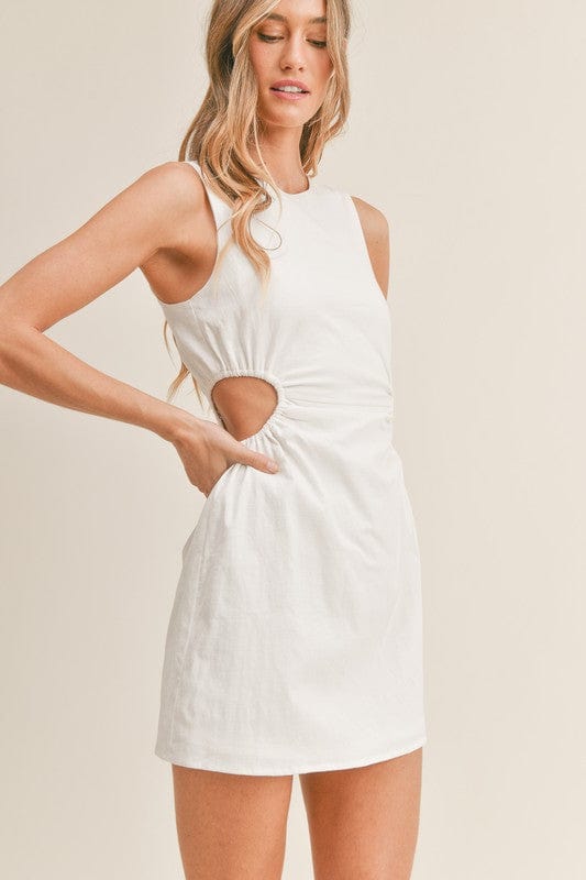 White Mini Dress Cut Out Bride Of Santorini - Dresses - Blooming Daily