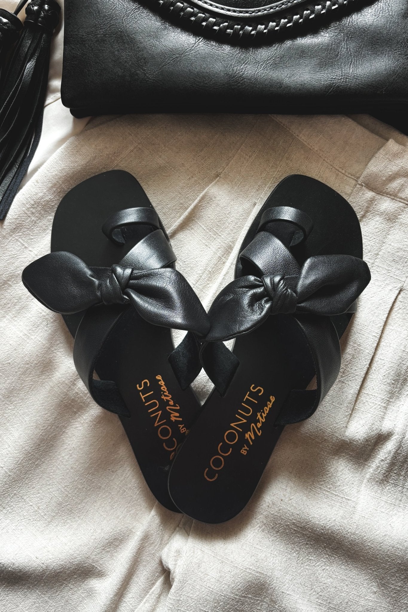 Women's Bow Knot Chic Summer Sandals | Leather Shoes | Black - Women's Shoes - Blooming Daily