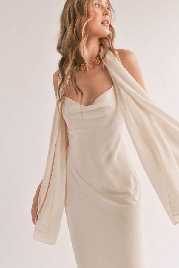 Sadie & Sage Midi Slip Dress and Shawl - Ivory - Blooming Daily Sadie & Sage Midi Slip Dress and Shawl - Ivory - Blooming Daily
