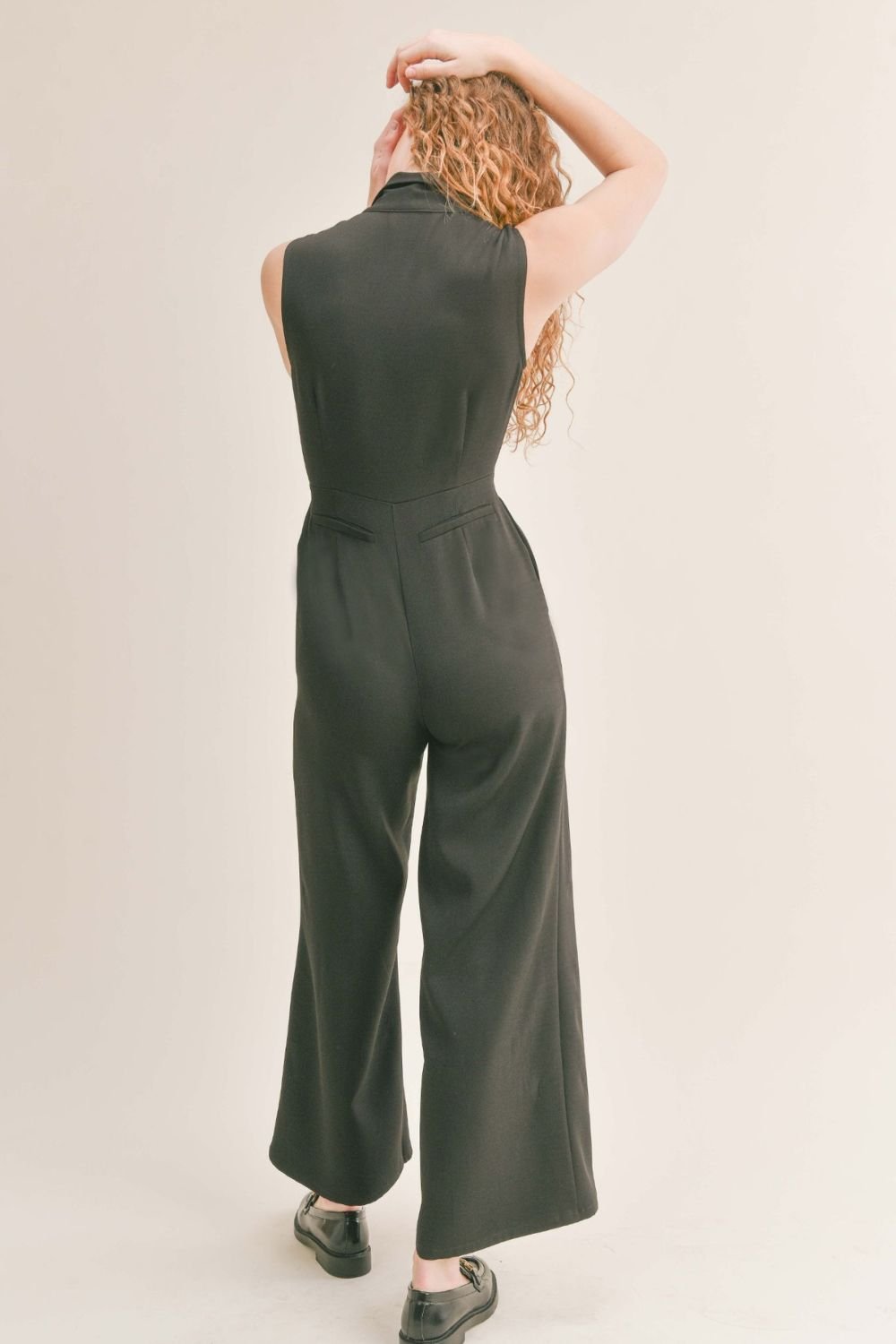 Women&#39;s Classic Monochromatic Blazer Jumpsuit | Black - Women&#39;s Jumpsuit - Blooming Daily