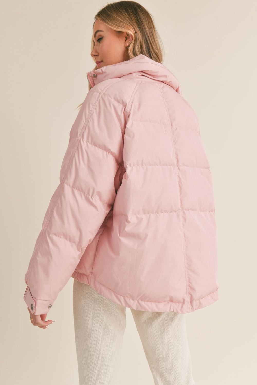 Women&#39;s Quilted Puffer Jacket | Winter Coat | Pink - Women&#39;s Jacket - Blooming Daily