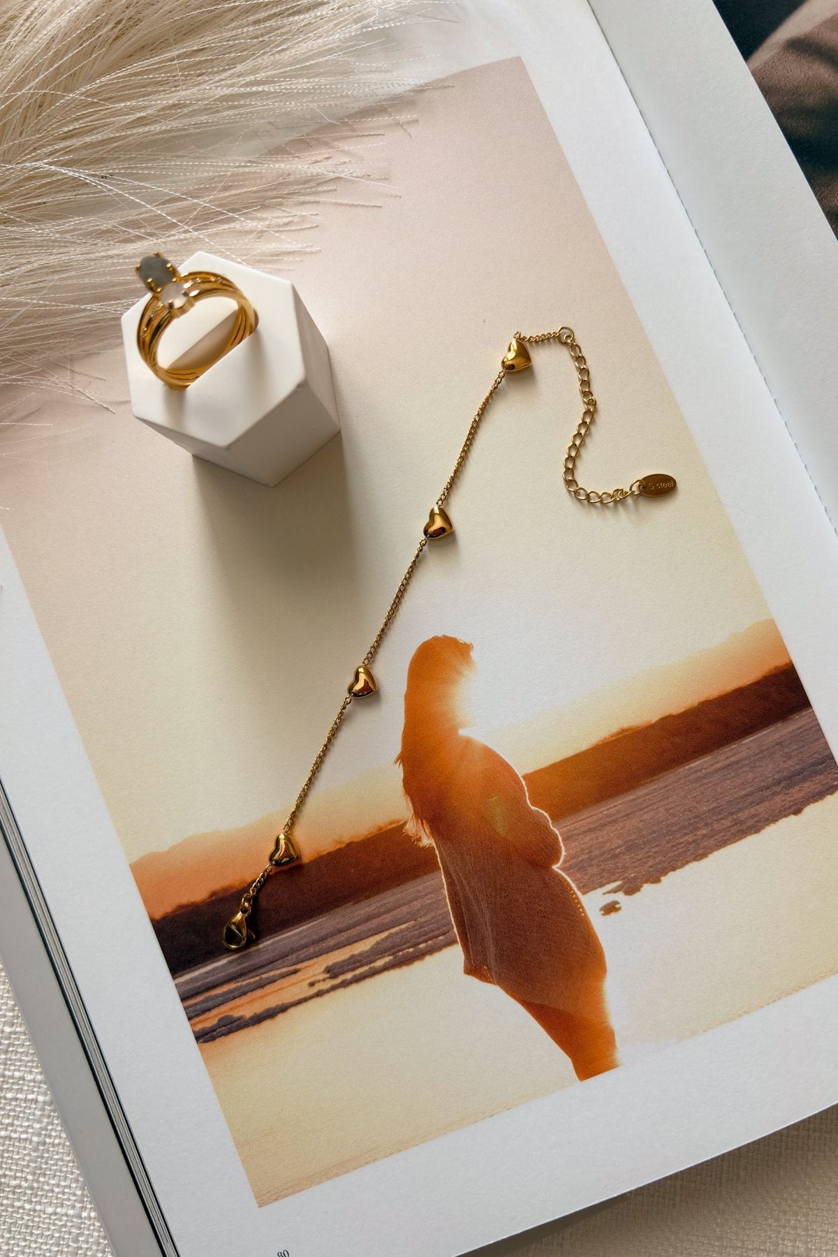 18k Gold Heart Jewelry | Heart Bracelet | Waterproof Accessories - Women&#39;s Jewelry - Blooming Daily