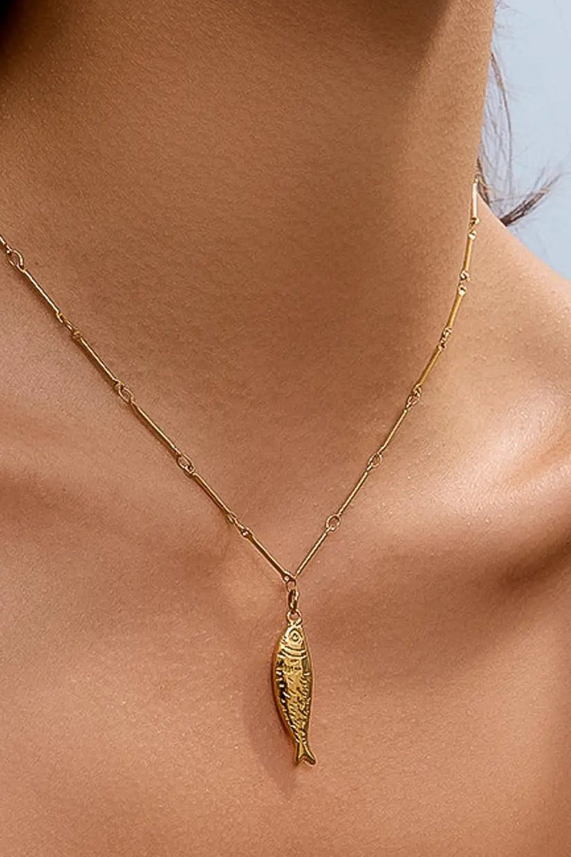 18k Gold Non - Tarnish Sardine Necklace – Minimal Pendant - Women's Jewelry - Blooming Daily