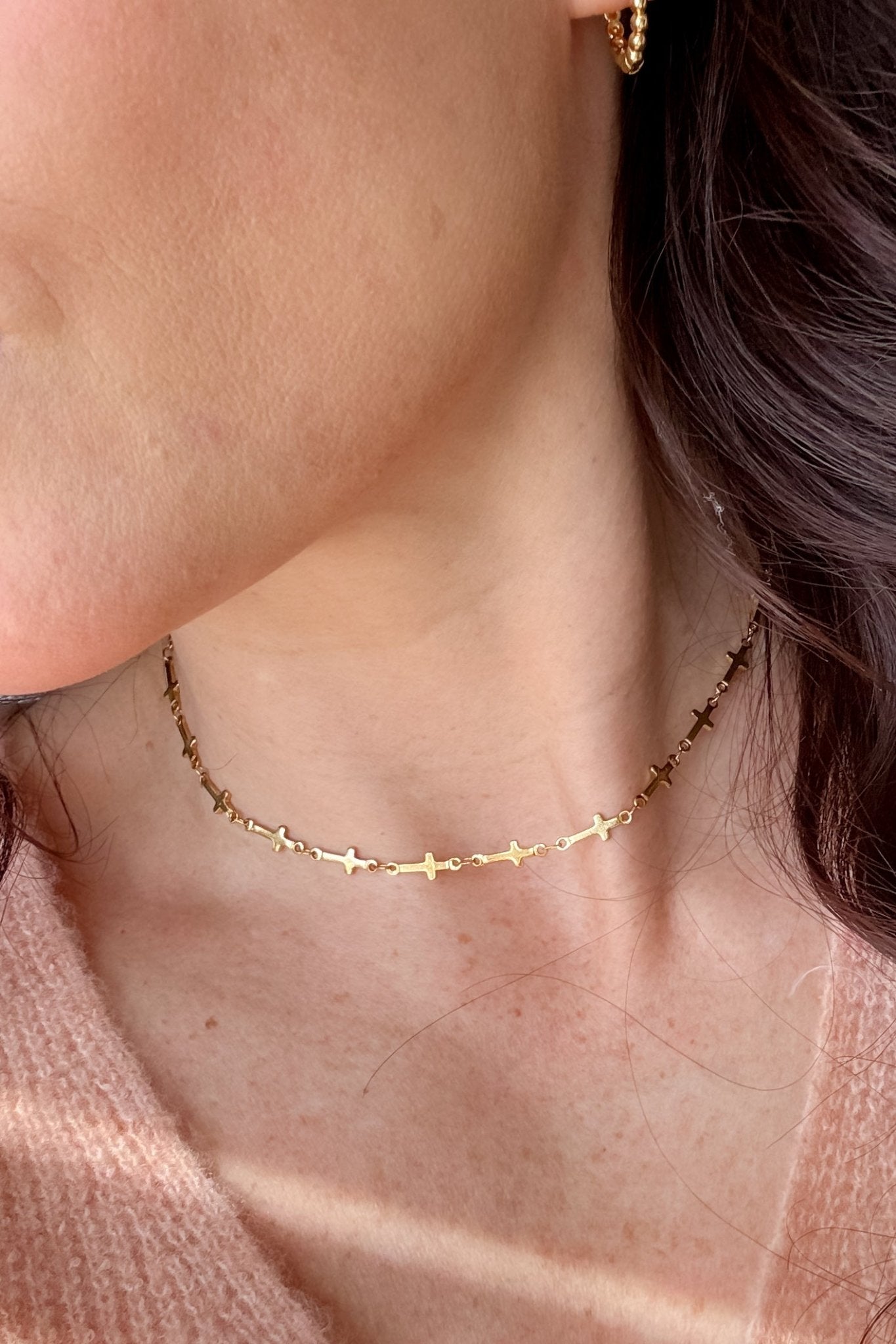 18k Gold Plated Stainless Steel Cross Necklace - Women's Jewelry - Blooming Daily