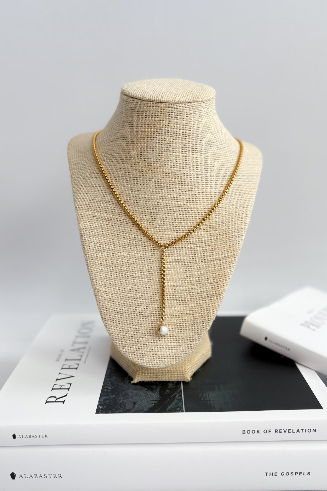 18K Gold - Plated Stainless Steel Pearl Lariat Y - Necklace – Gold - Women's Jewelry - Blooming Daily