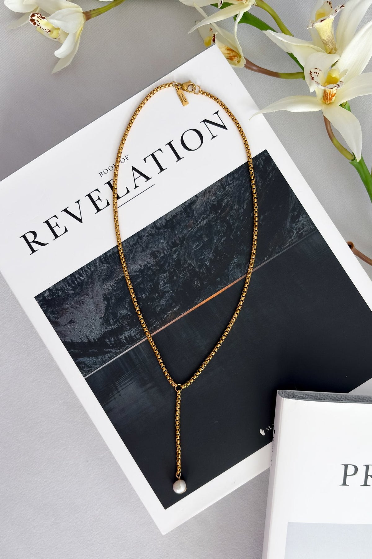 18K Gold - Plated Stainless Steel Pearl Lariat Y - Necklace – Gold - Women&#39;s Jewelry - Blooming Daily
