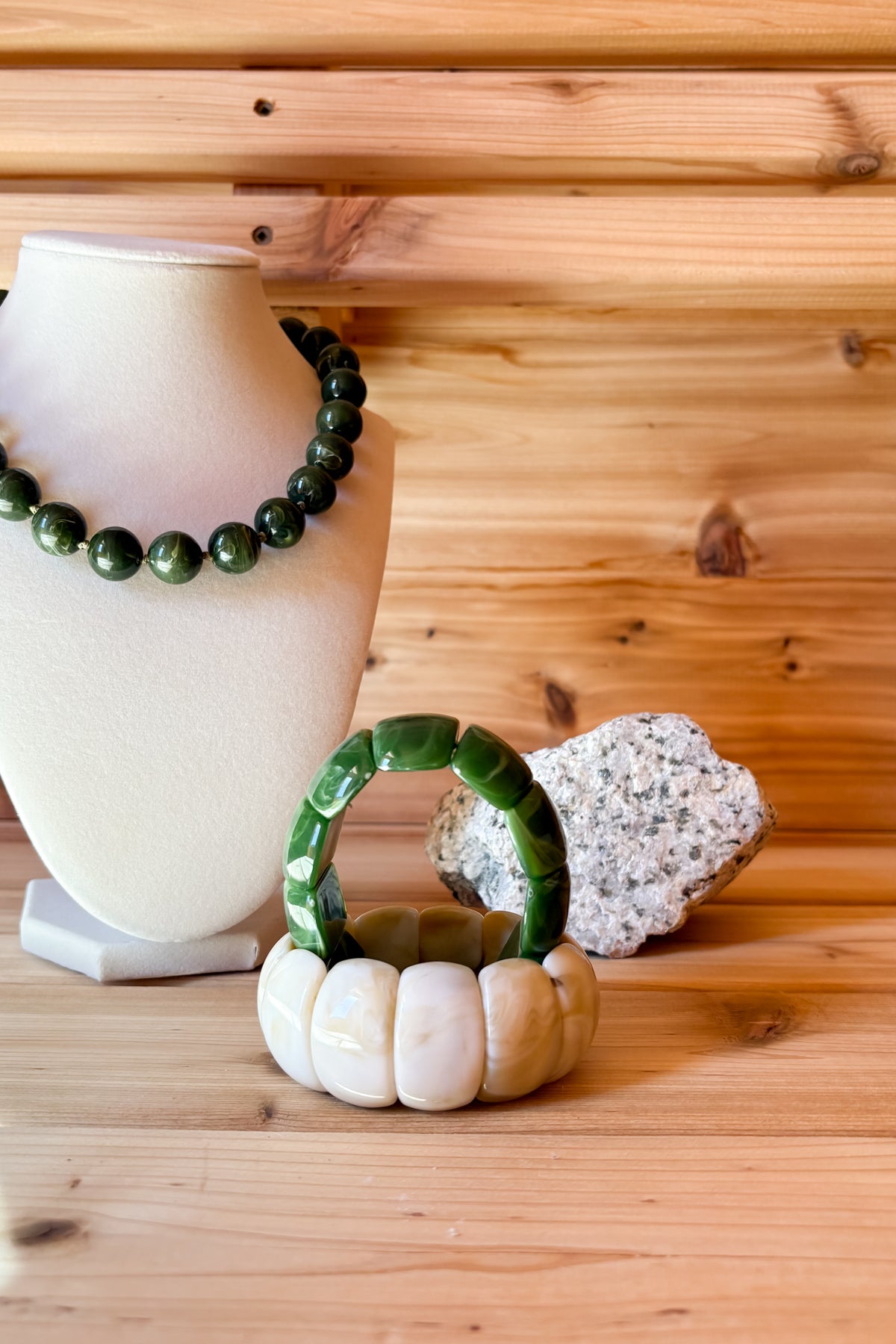 Green Beaded Statement Necklace – Chunky Necklace