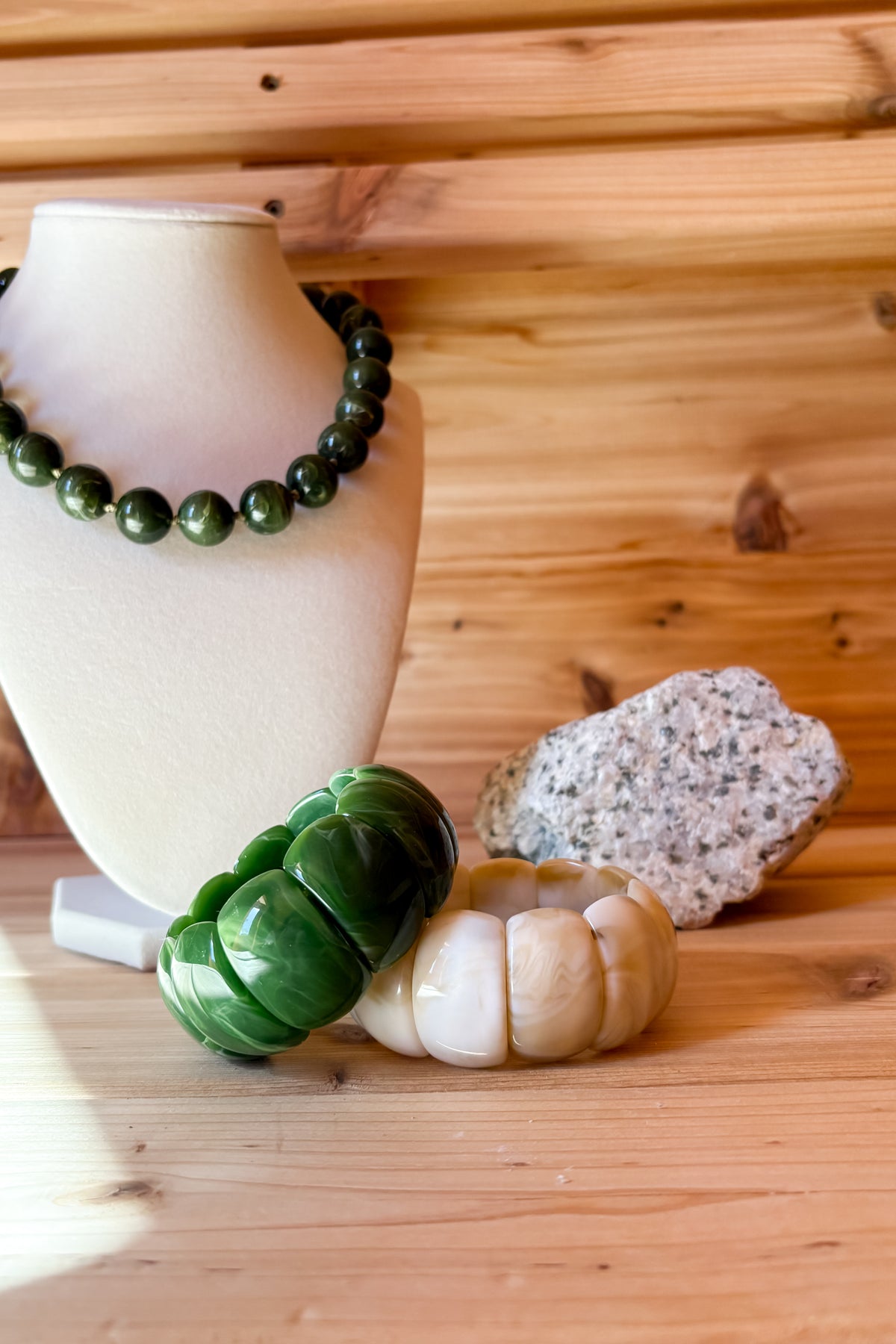 Green Beaded Statement Necklace – Chunky Necklace