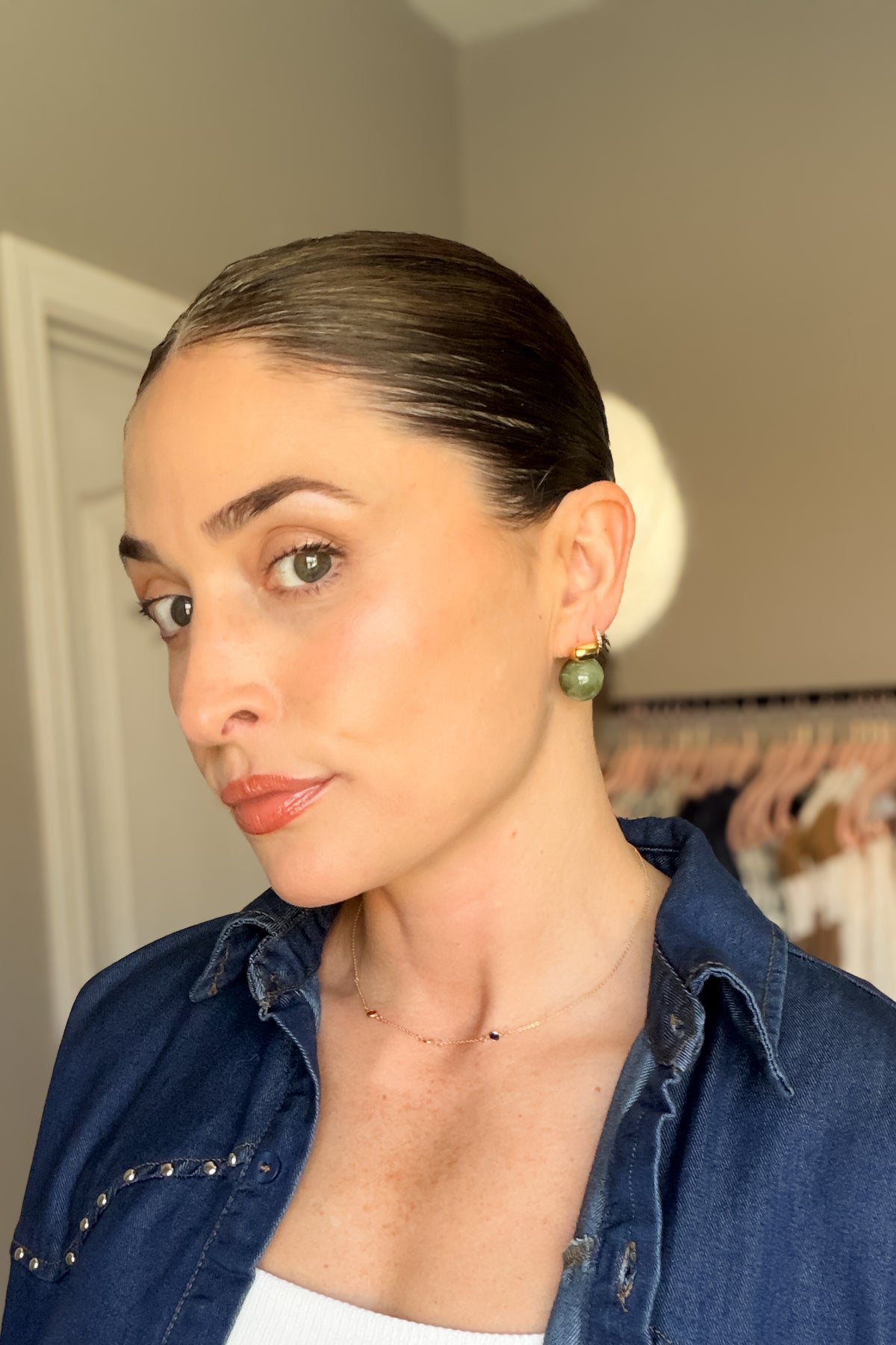 Green & Gold Drop Earrings