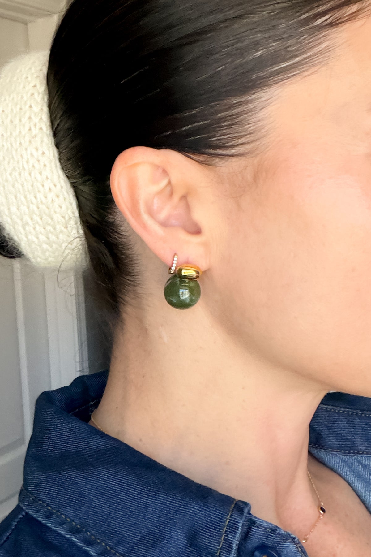 Green & Gold Drop Earrings