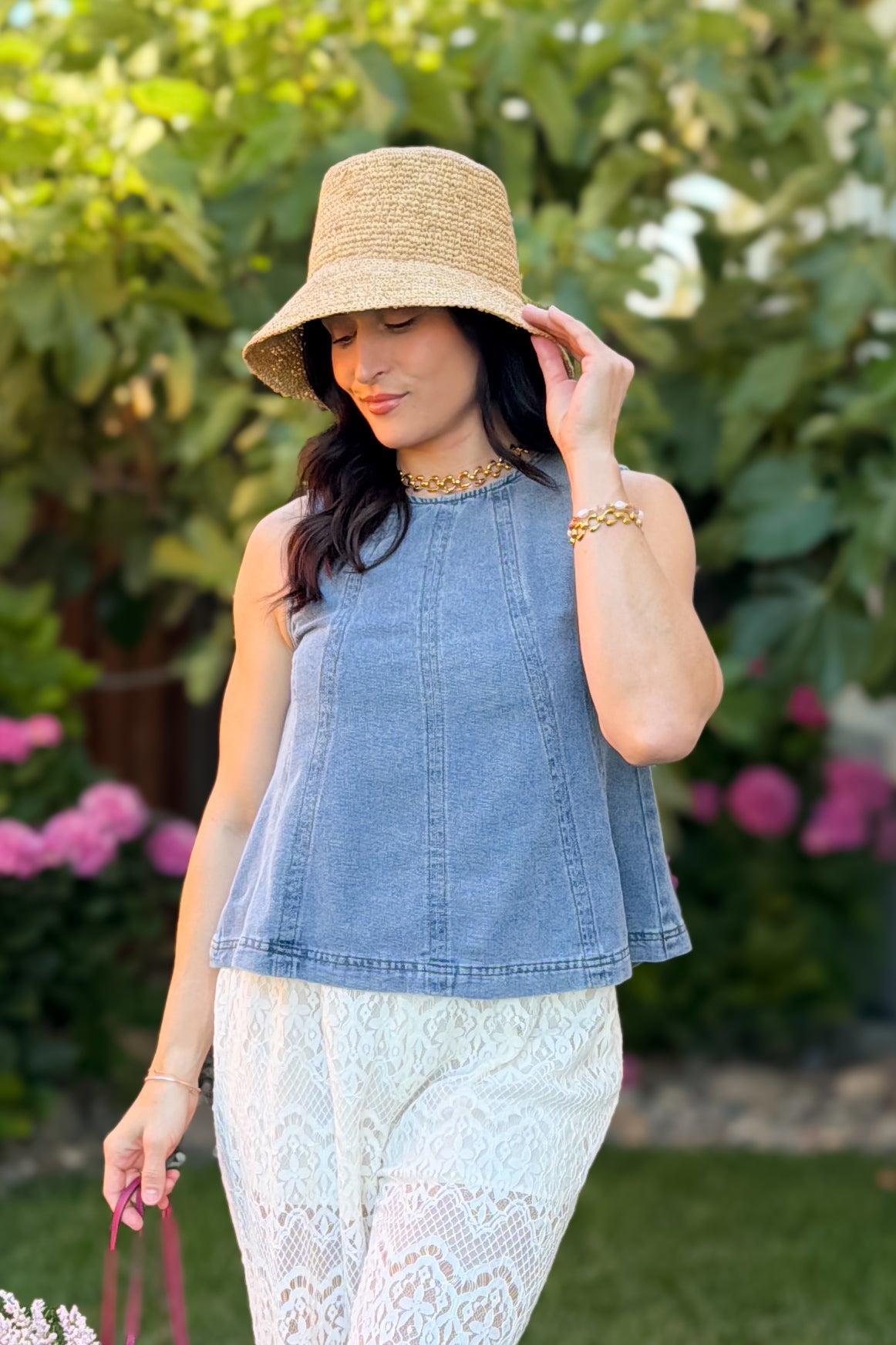 Blue Denim Swing Tank Top - Women's Shirts & Tops - Blooming Daily