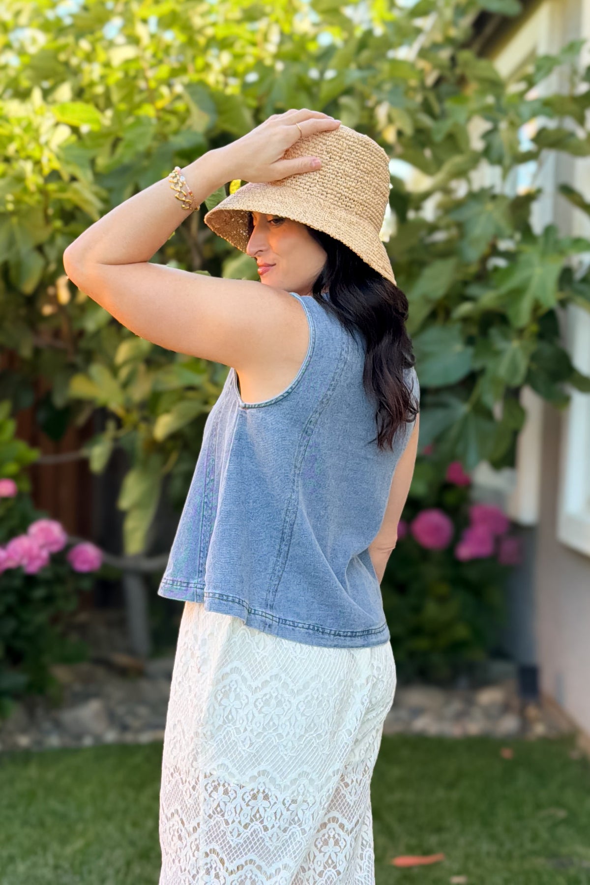Blue Denim Swing Tank Top - Women's Shirts & Tops - Blooming Daily