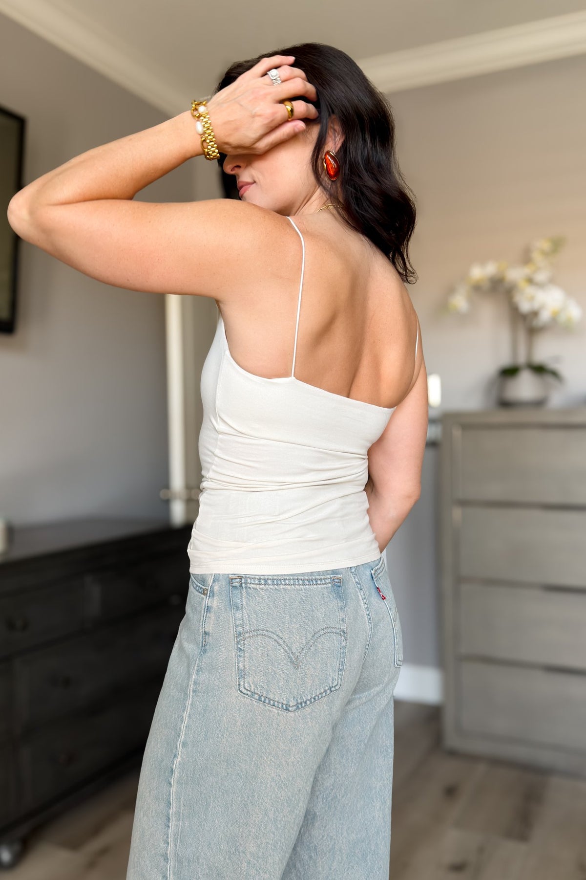 Women's Cotton Cami Tank Top with Built-In Bra