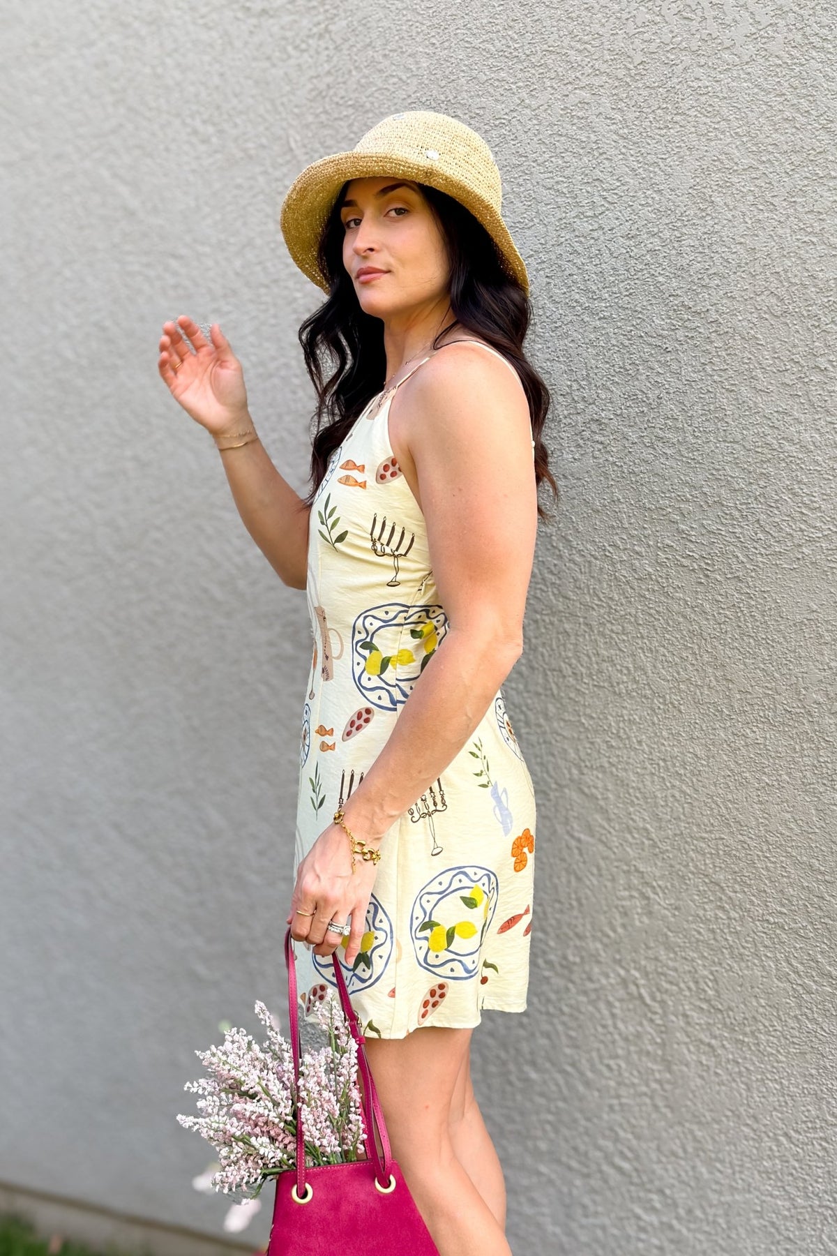 Butter Yellow Printed Mini Dress - Women's Dresses - Blooming Daily