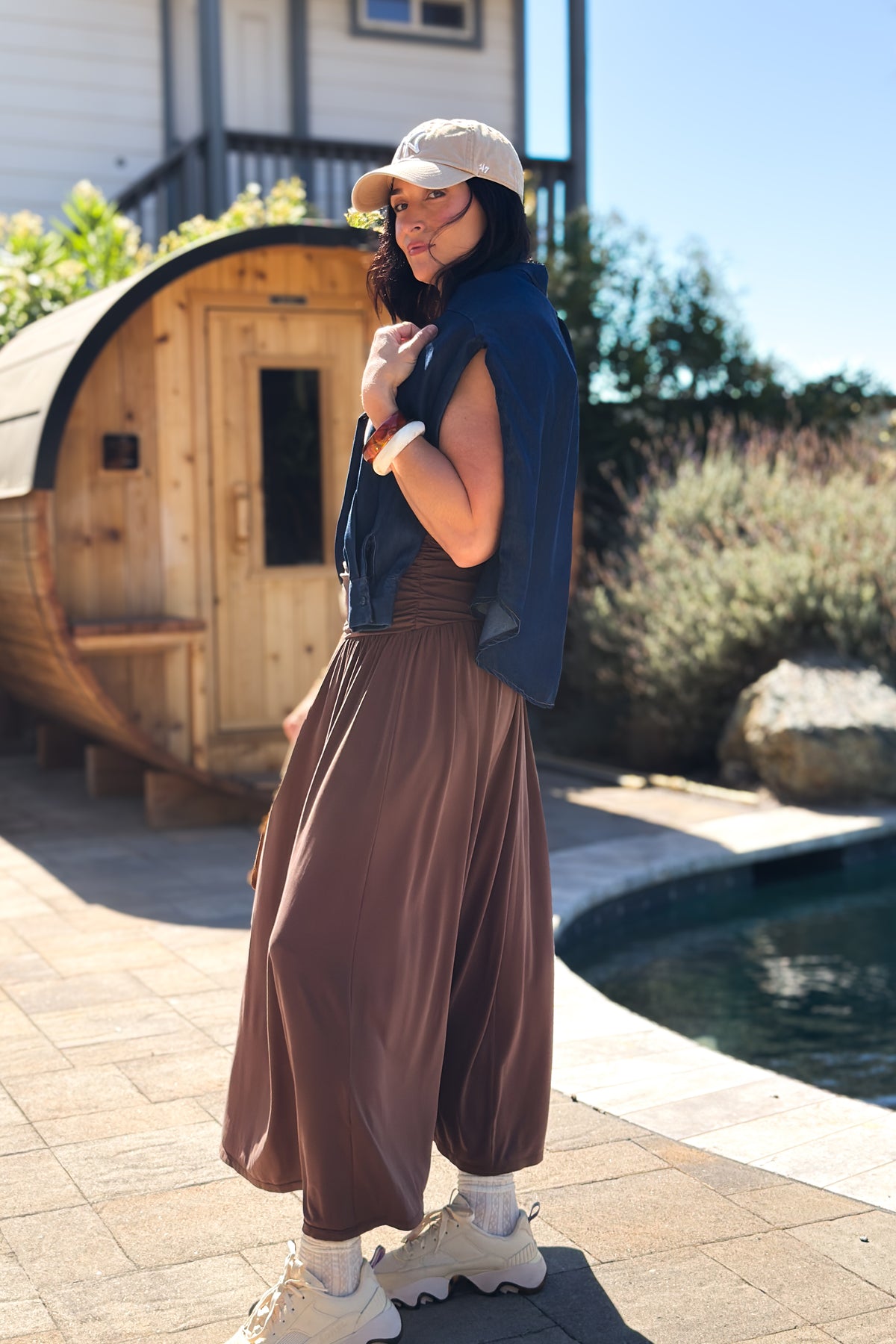 Chocolate Brown Sleeveless Maxi Dress