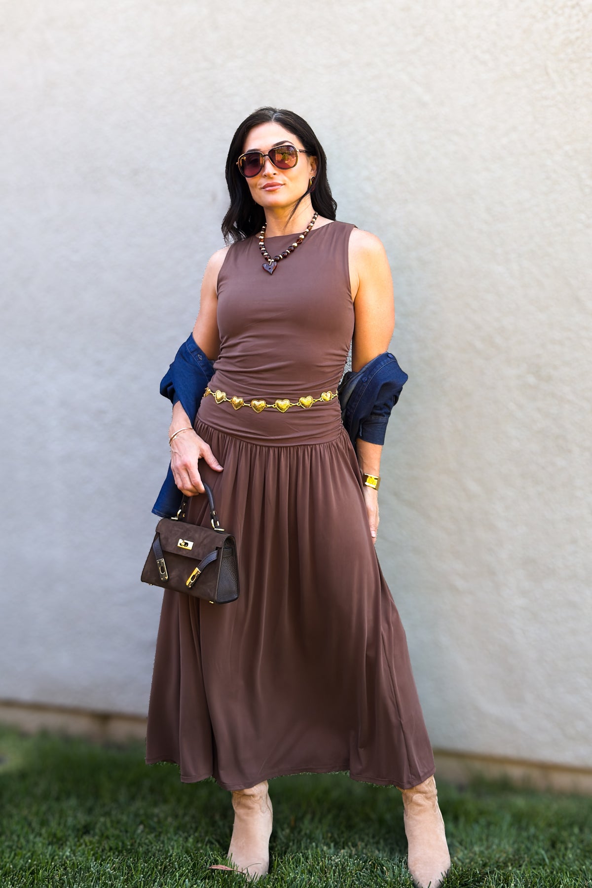 Chocolate Brown Sleeveless Maxi Dress