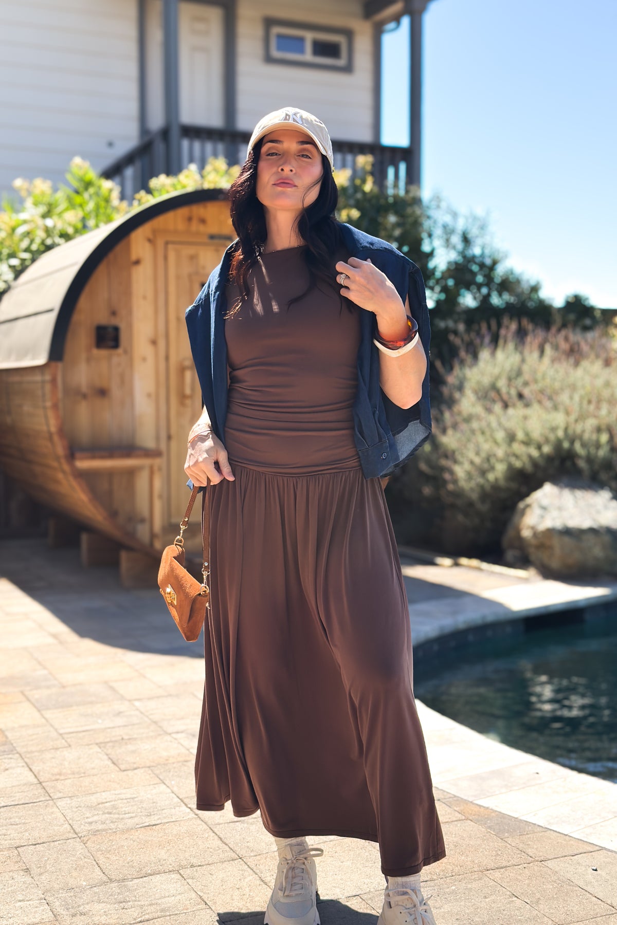 Chocolate Brown Sleeveless Maxi Dress