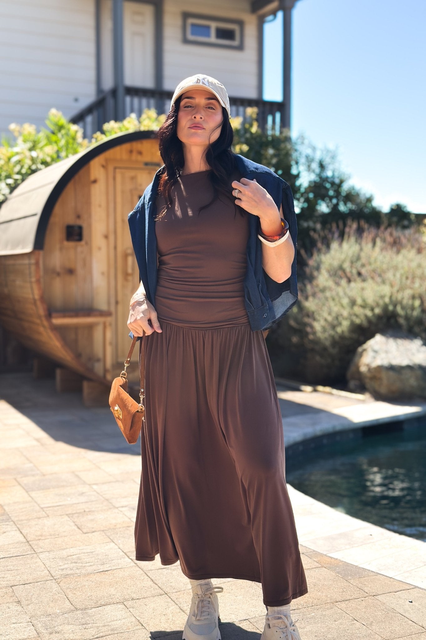 Chocolate Brown Sleeveless Maxi Dress M