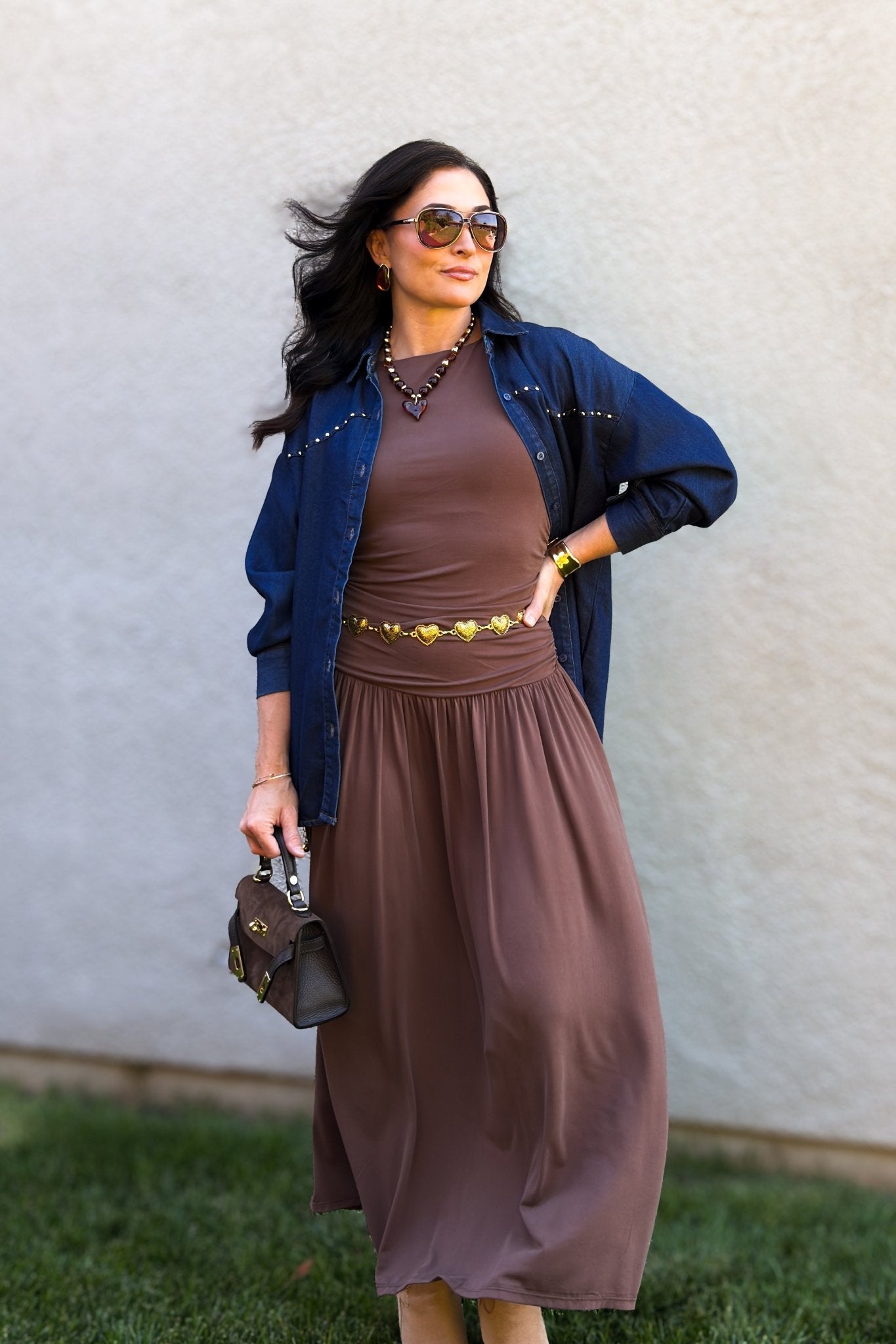 Chocolate Brown Sleeveless Maxi Dress M
