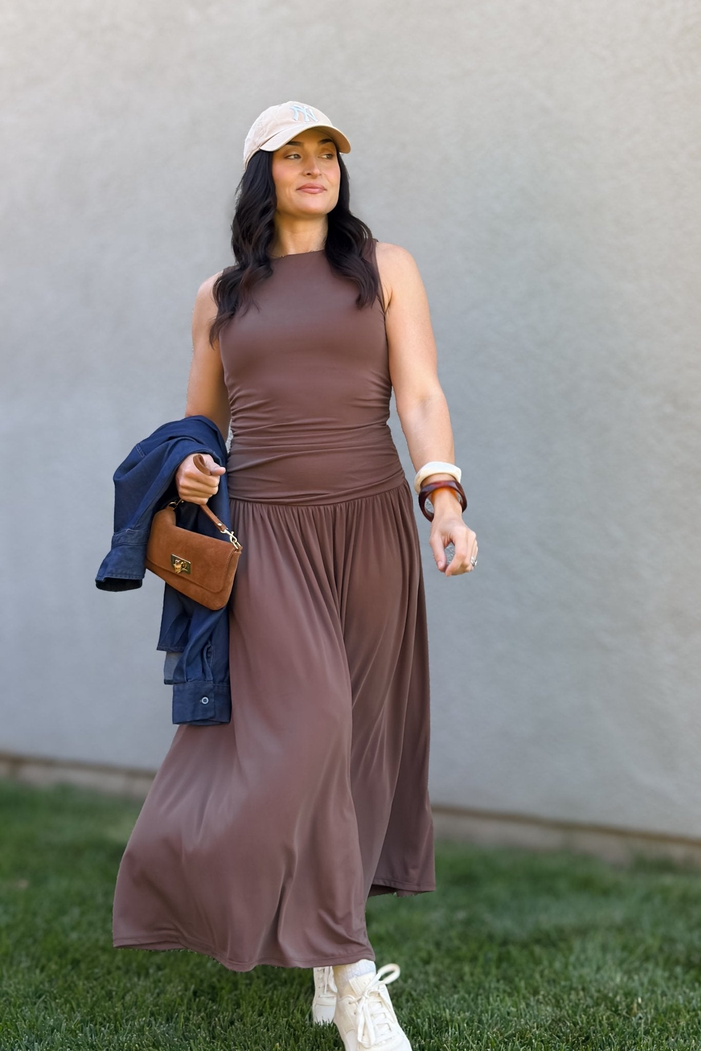 Chocolate Brown Sleeveless Maxi Dress M