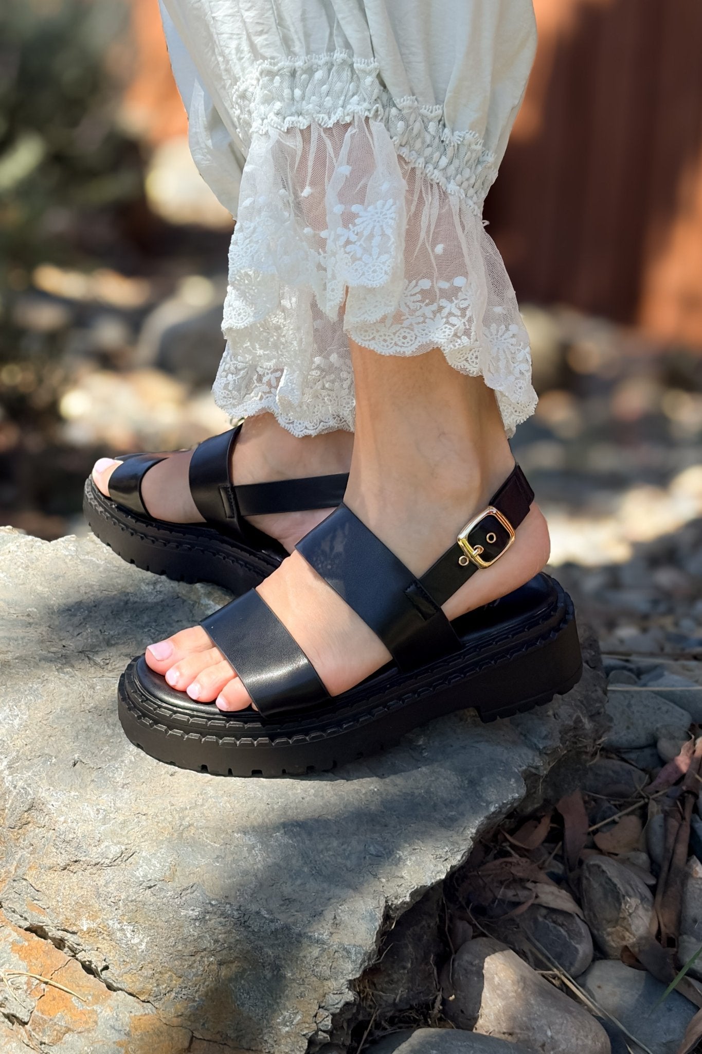Chunky Black Sandals for Women - Women's Shoes - Blooming Daily