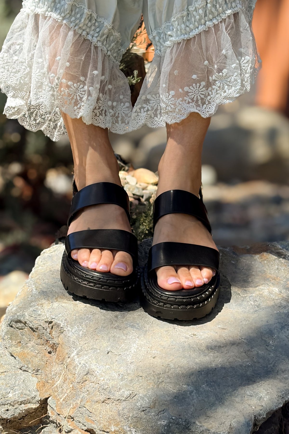 Chunky Black Sandals for Women - Women's Shoes - Blooming Daily