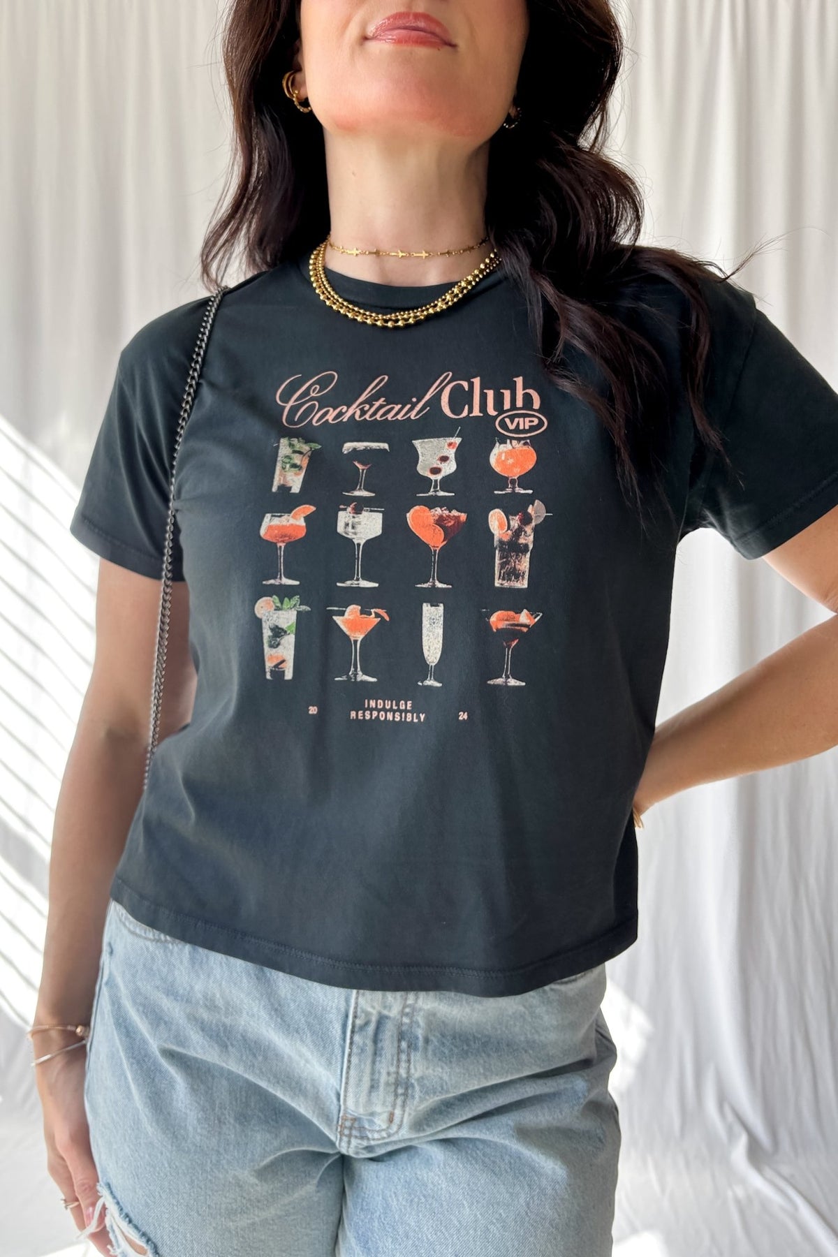 Cocktail Club VIP Graphic Tee - 100% Cotton Soft Stretchy Women&#39;s T-Shirt - Women&#39;s Shirts &amp; Tops - Blooming Daily