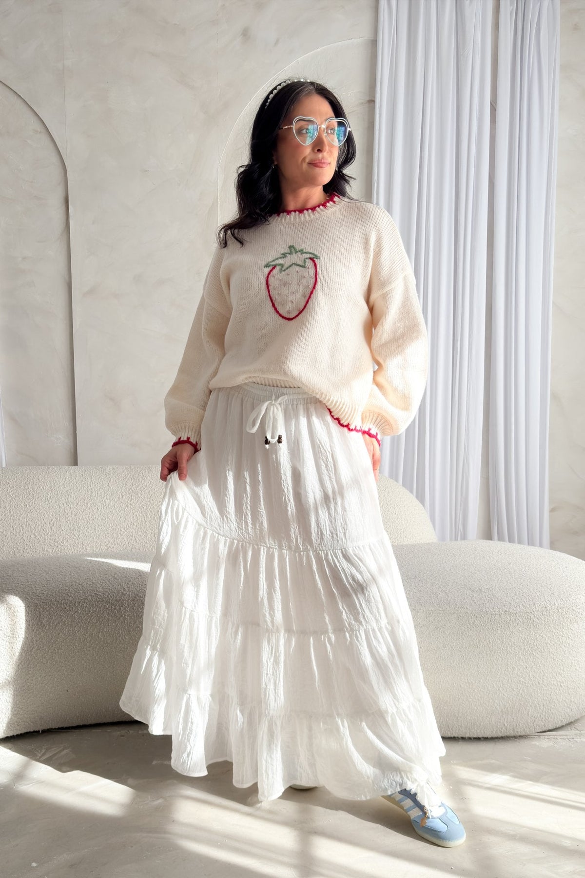 Crinkle Tiered Maxi Skirt – White - Women's Skirts - Blooming Daily