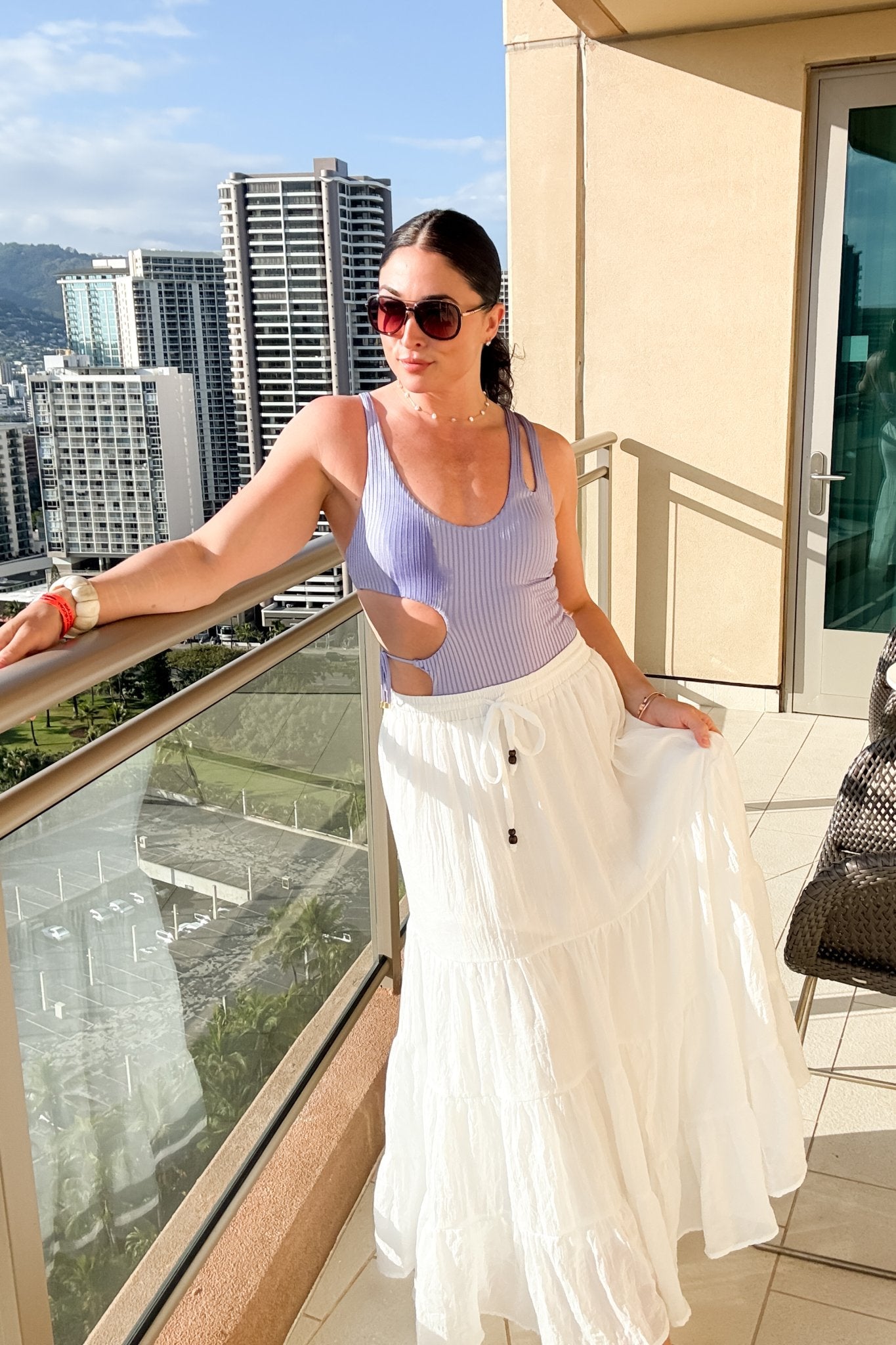 Crinkle Tiered Maxi Skirt – White - Women's Skirts - Blooming Daily