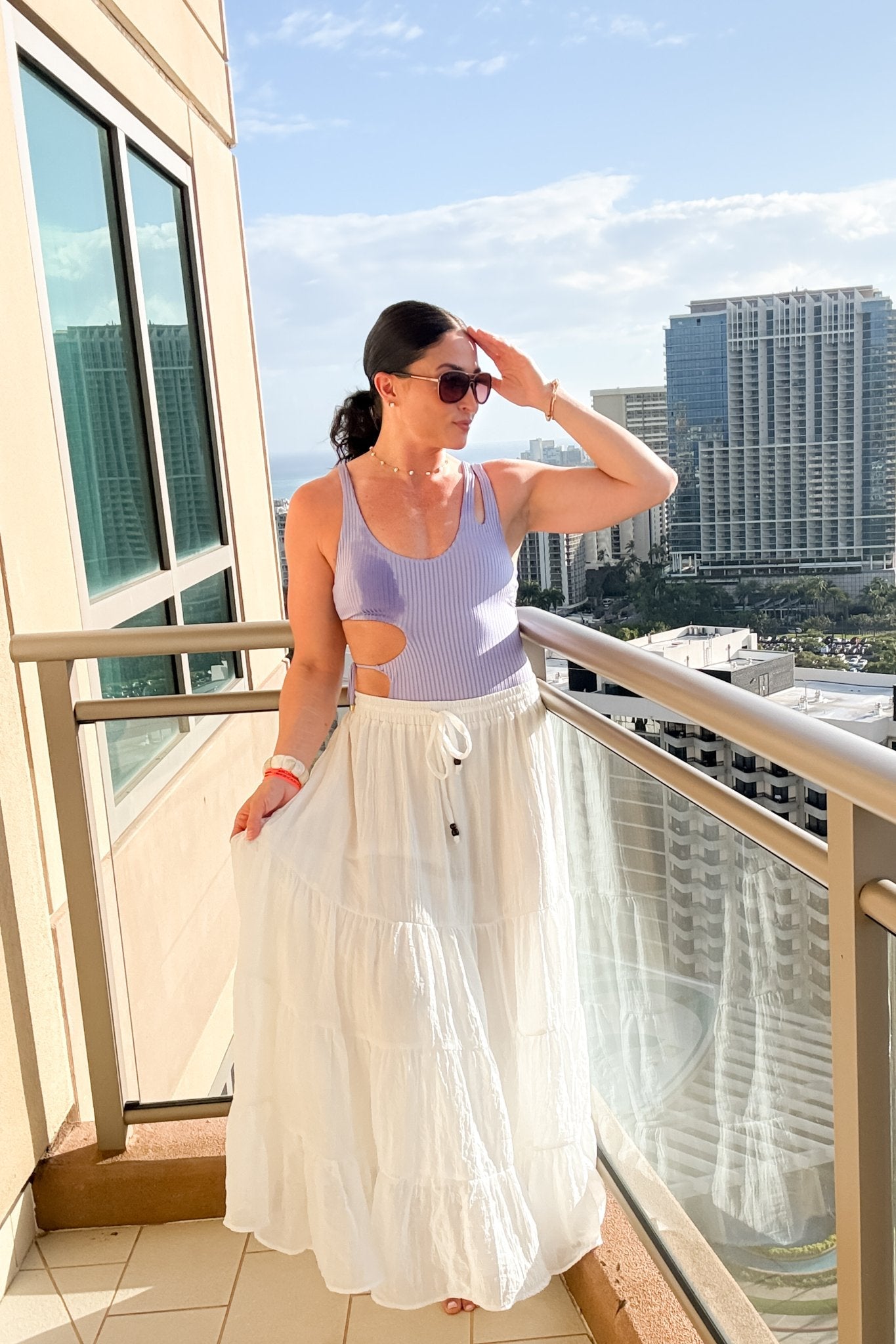 Crinkle Tiered Maxi Skirt – White - Women's Skirts - Blooming Daily