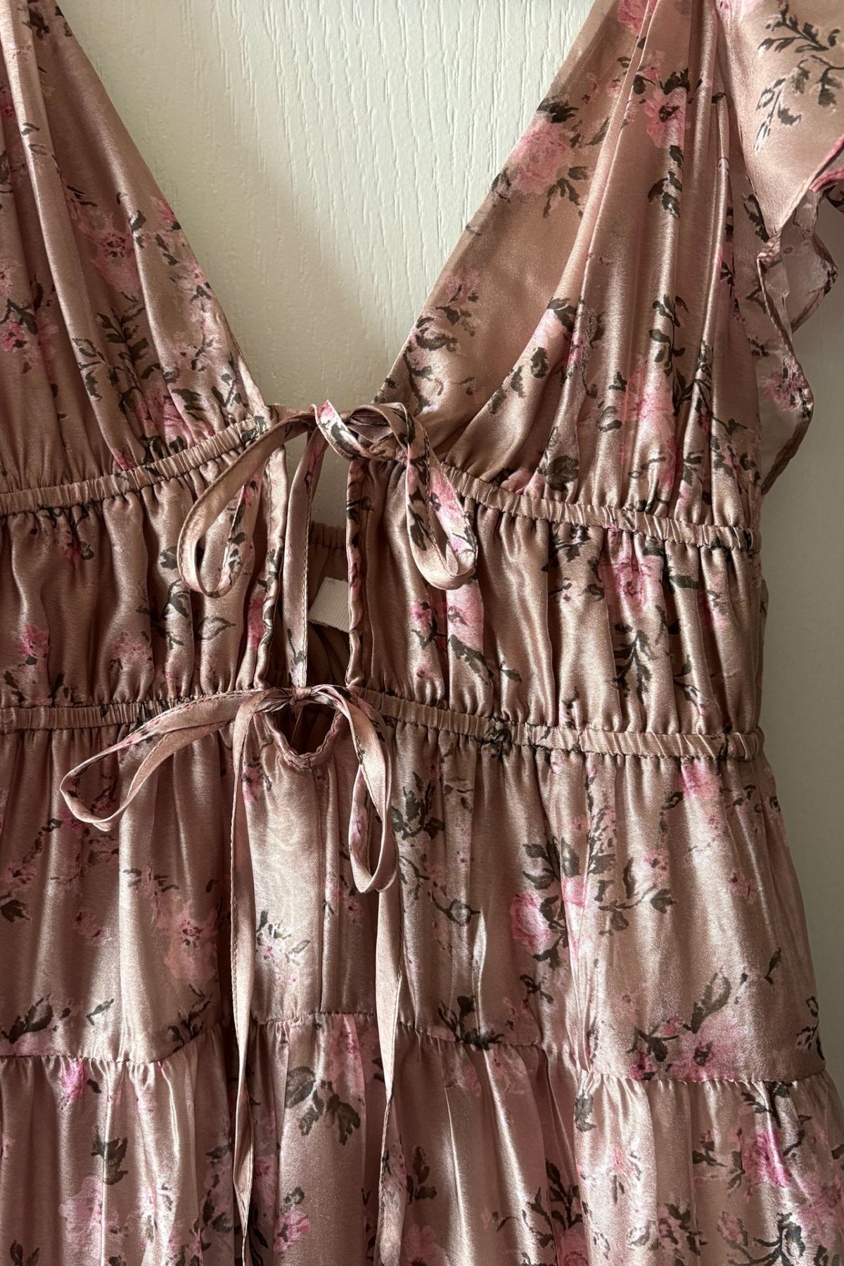 Dusty Rose Floral Tiered Maxi Dress - Women's Dresses - Blooming Daily