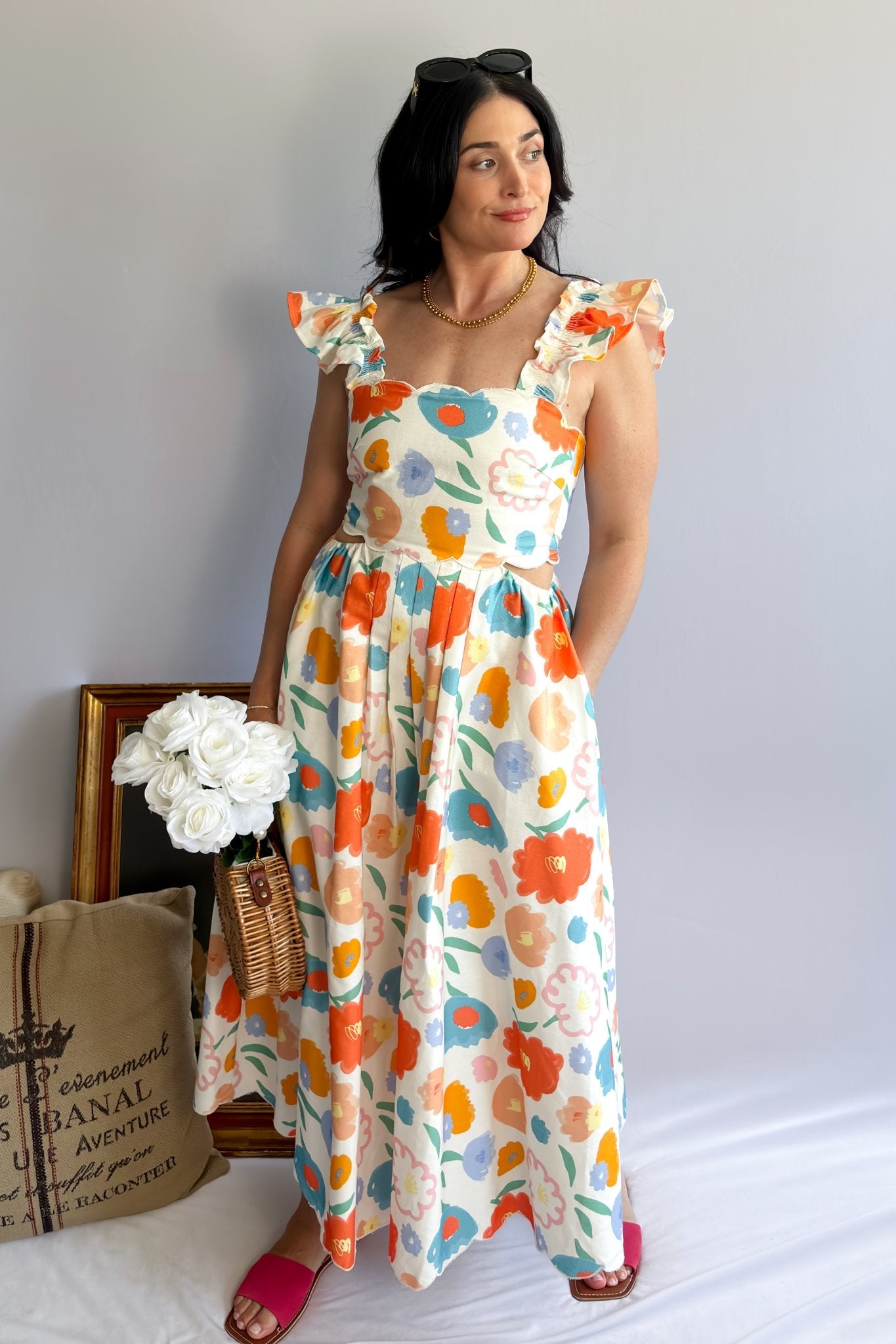 Floral Print Cutout Maxi Dress | Sofie The Label - Women's Dresses - Blooming Daily