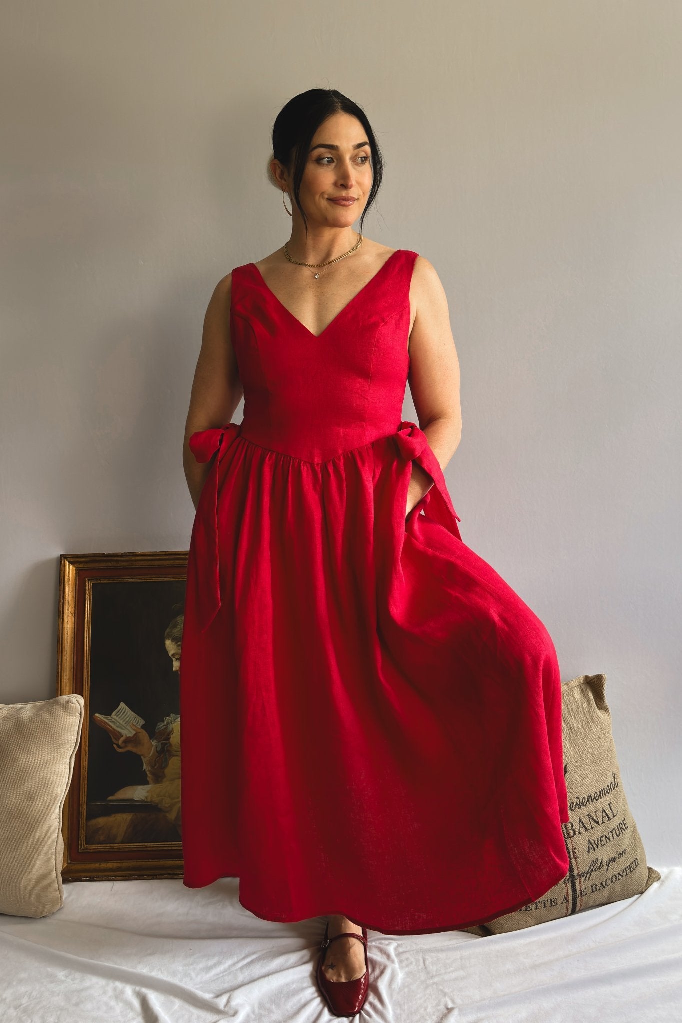 red midi cocktail dress Red Off Shoulder Tea Length Midi Dress Elegant Evening Gown Formal Cocktail Outfit Prom Party Dress Classic Red Formal Wear