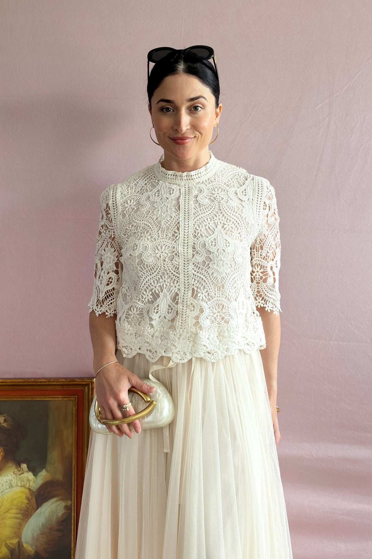 French Tops | Floral Lace Short Sleeve Blouse | Choklate Paris - Women&#39;s Shirts &amp; Tops - Blooming Daily