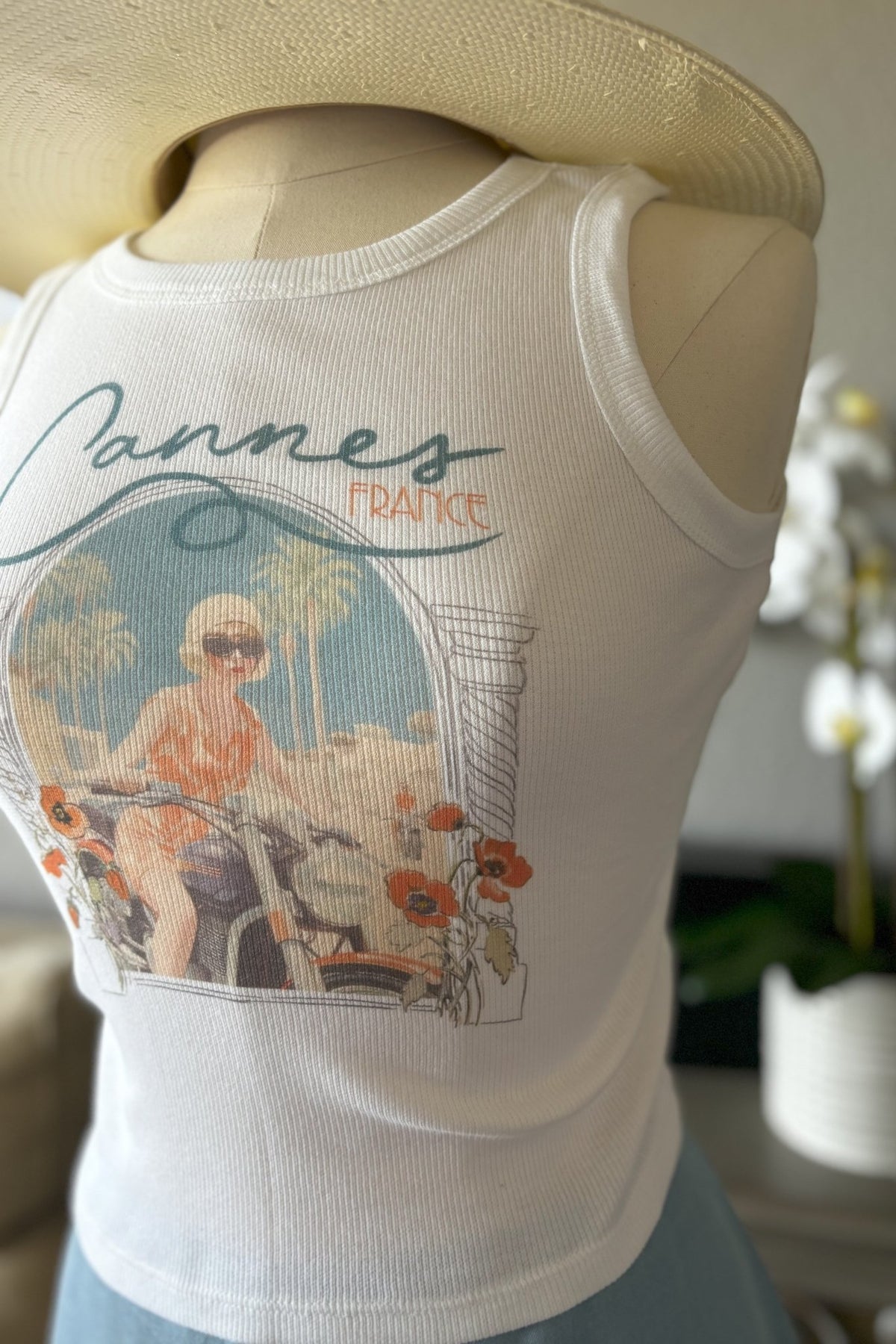 Girl Dangerous | Cannes France Vintage Moto Rib Knit Tank Top - Women&#39;s Shirts &amp; Tops - Blooming Daily