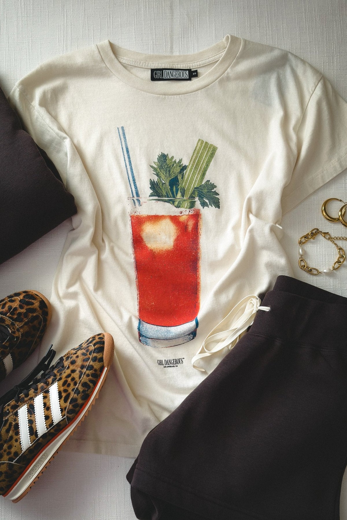 Girl Dangerous Women’s Bloody Mary Graphic T-Shirt – Ivory - Women&#39;s Shirts &amp; Tops - Blooming Daily