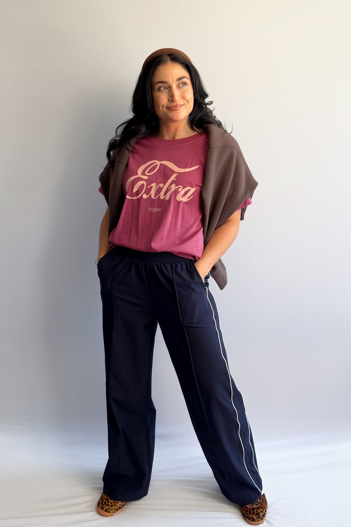 Girl Dangerous Women’s Extra Graphic T-Shirt – Wine Red, Boyfriend Fit - Women&#39;s Shirts &amp; Tops - Blooming Daily