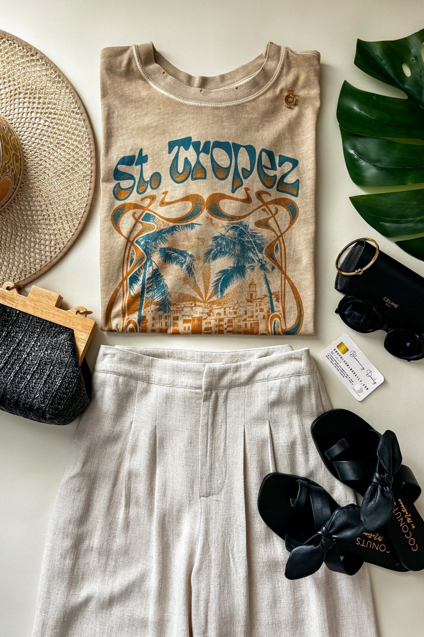 Girl Dangerous | Women's Graphic T-Shirt | St. Tropez | Tan - Women's Shirts & Tops - Blooming Daily