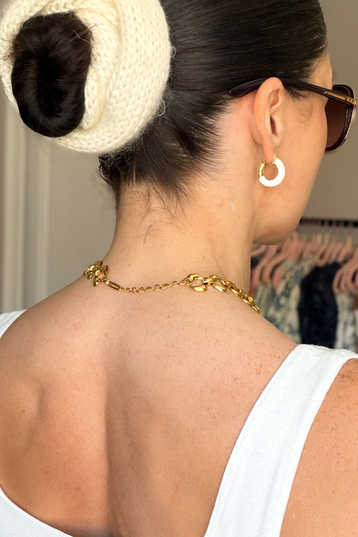 Gold Sculptural Link Necklace & Bracelet Set