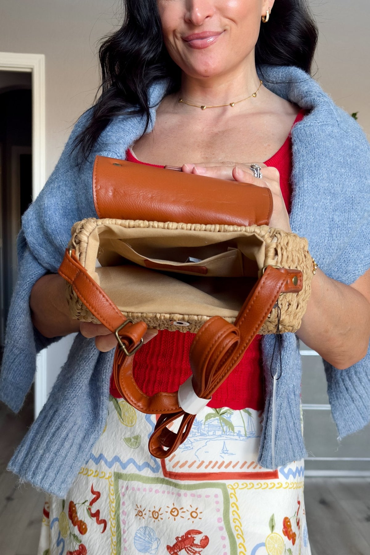 Harbor Woven Straw Crossbody | Boho Convertible Bag with Top Handle - Women&#39;s Handbag - Blooming Daily