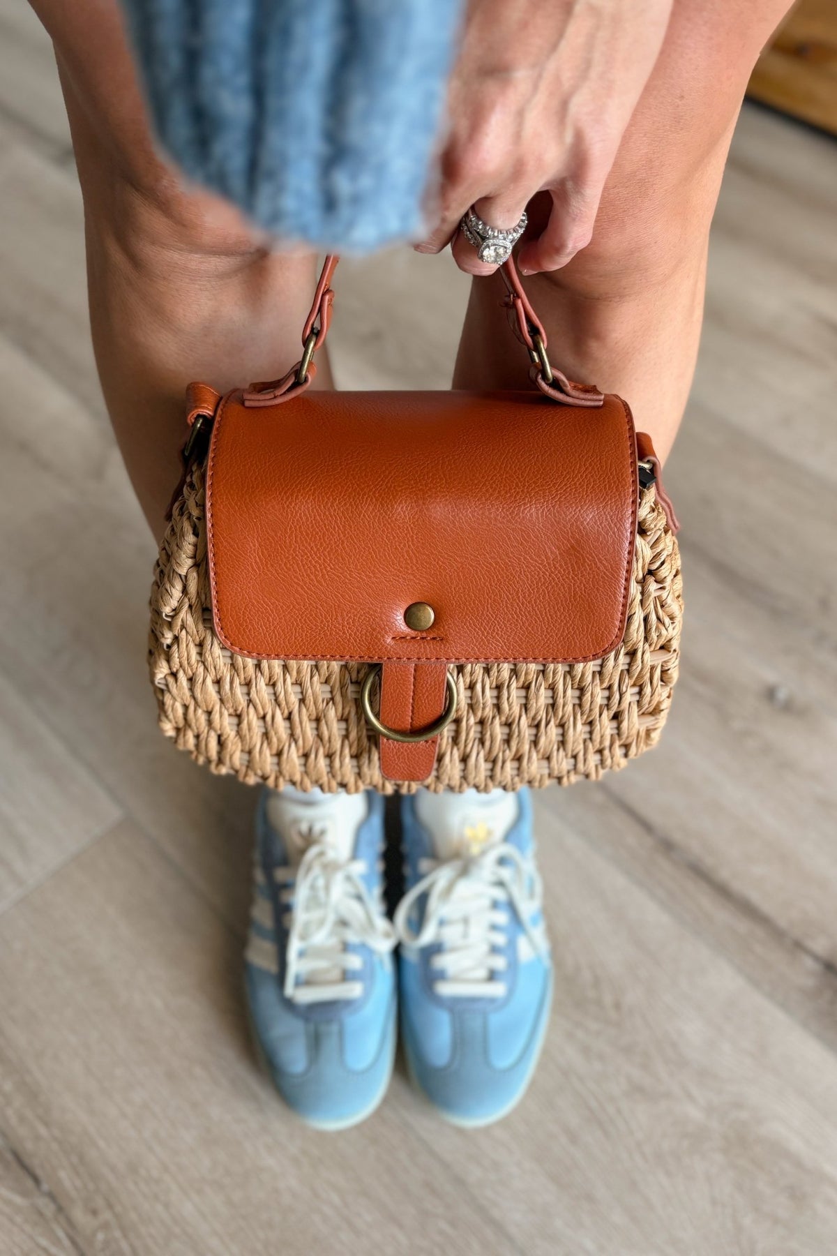 Harbor Woven Straw Crossbody | Boho Convertible Bag with Top Handle - Women&#39;s Handbag - Blooming Daily