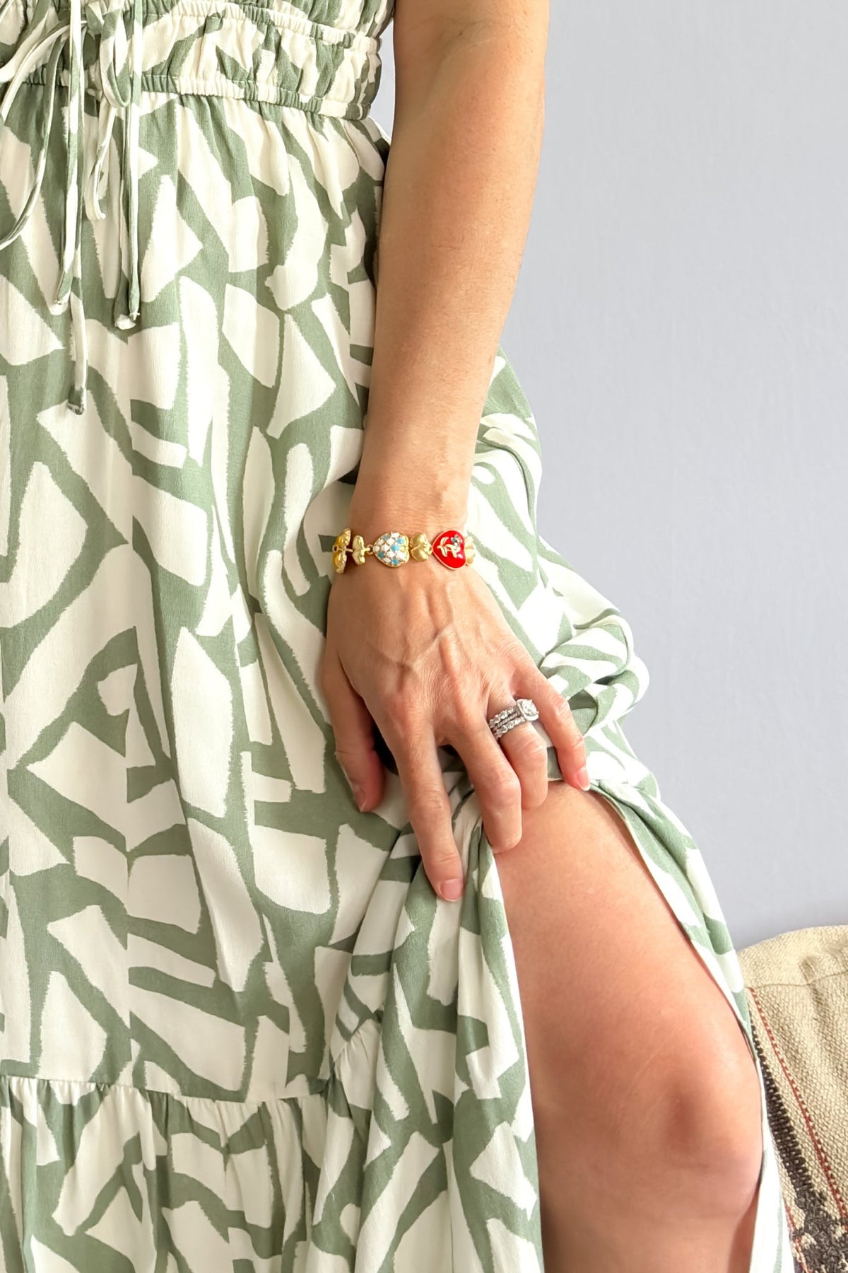 Vintage Retro Heart Bracelet | 18K Gold Plated Colorful Statement Jewelry