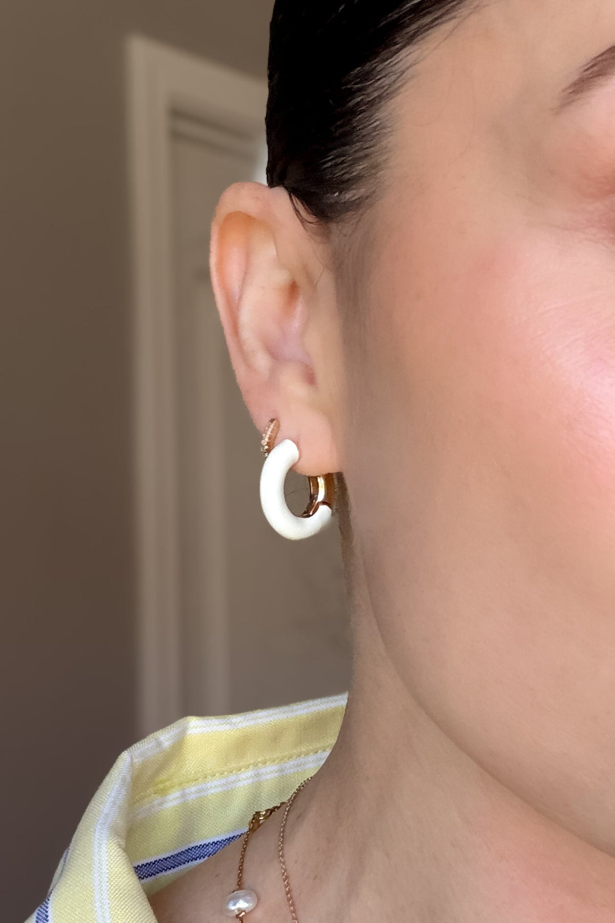 Ivory & Gold Hoop Earrings - Women's Jewelry - Blooming Daily